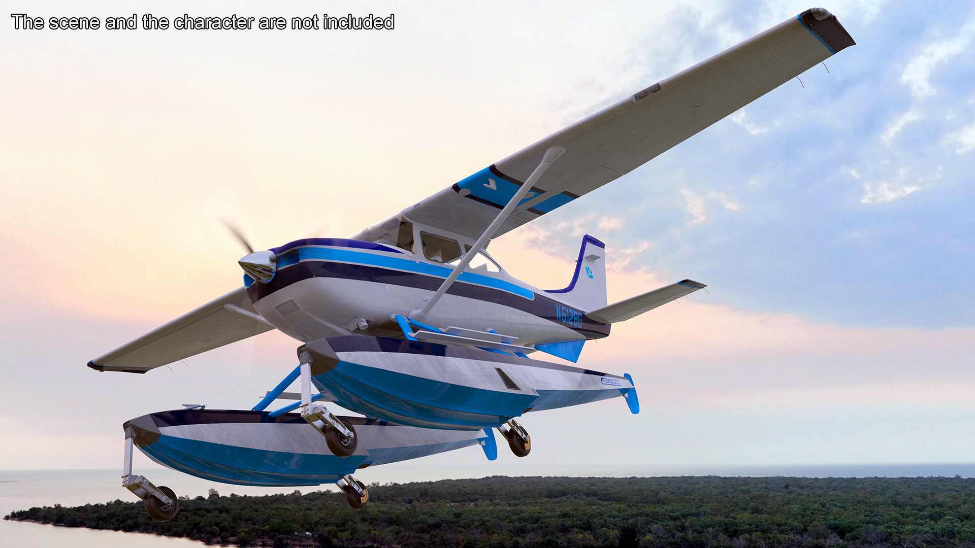 3D model Seaplane Cessna 182 Floatplane