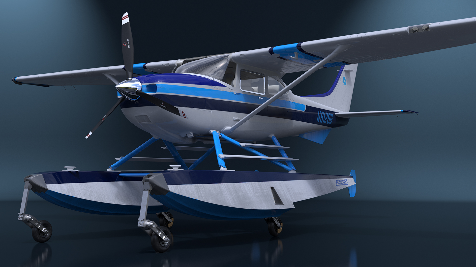 3D model Seaplane Cessna 182 Floatplane