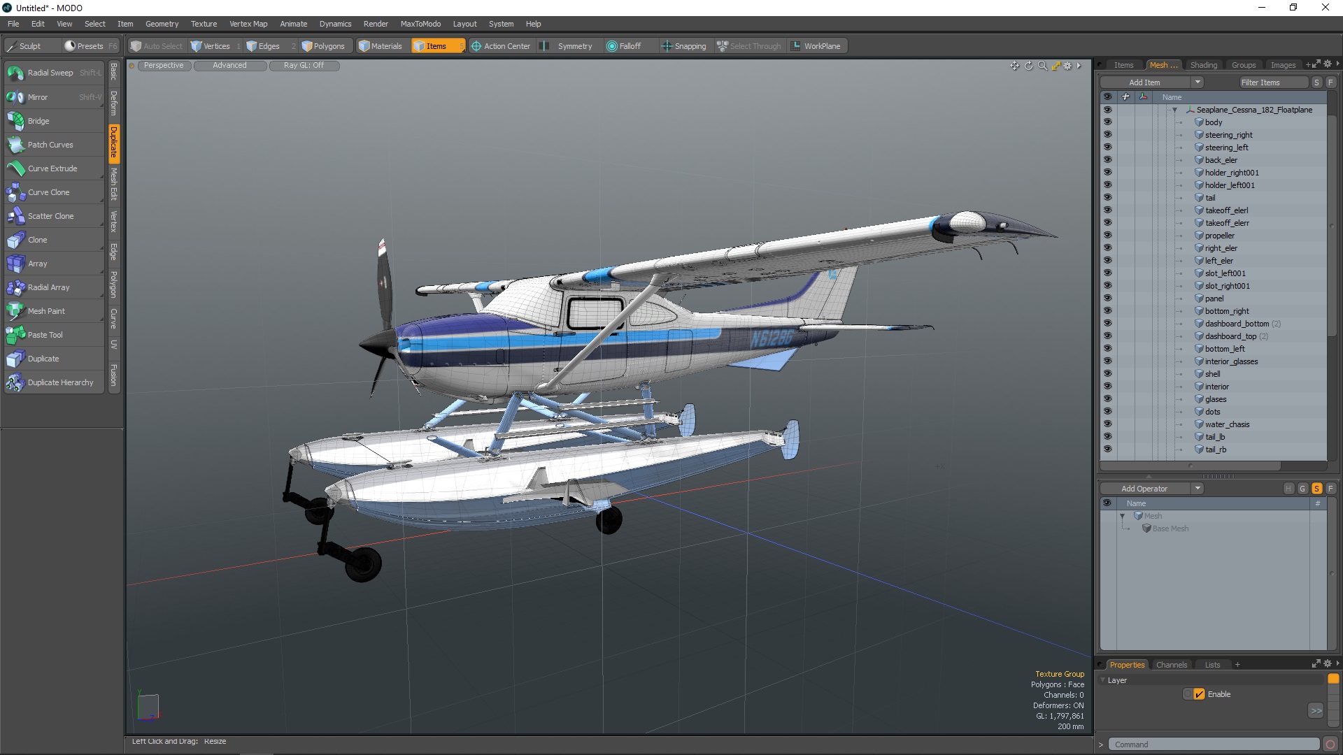 3D model Seaplane Cessna 182 Floatplane