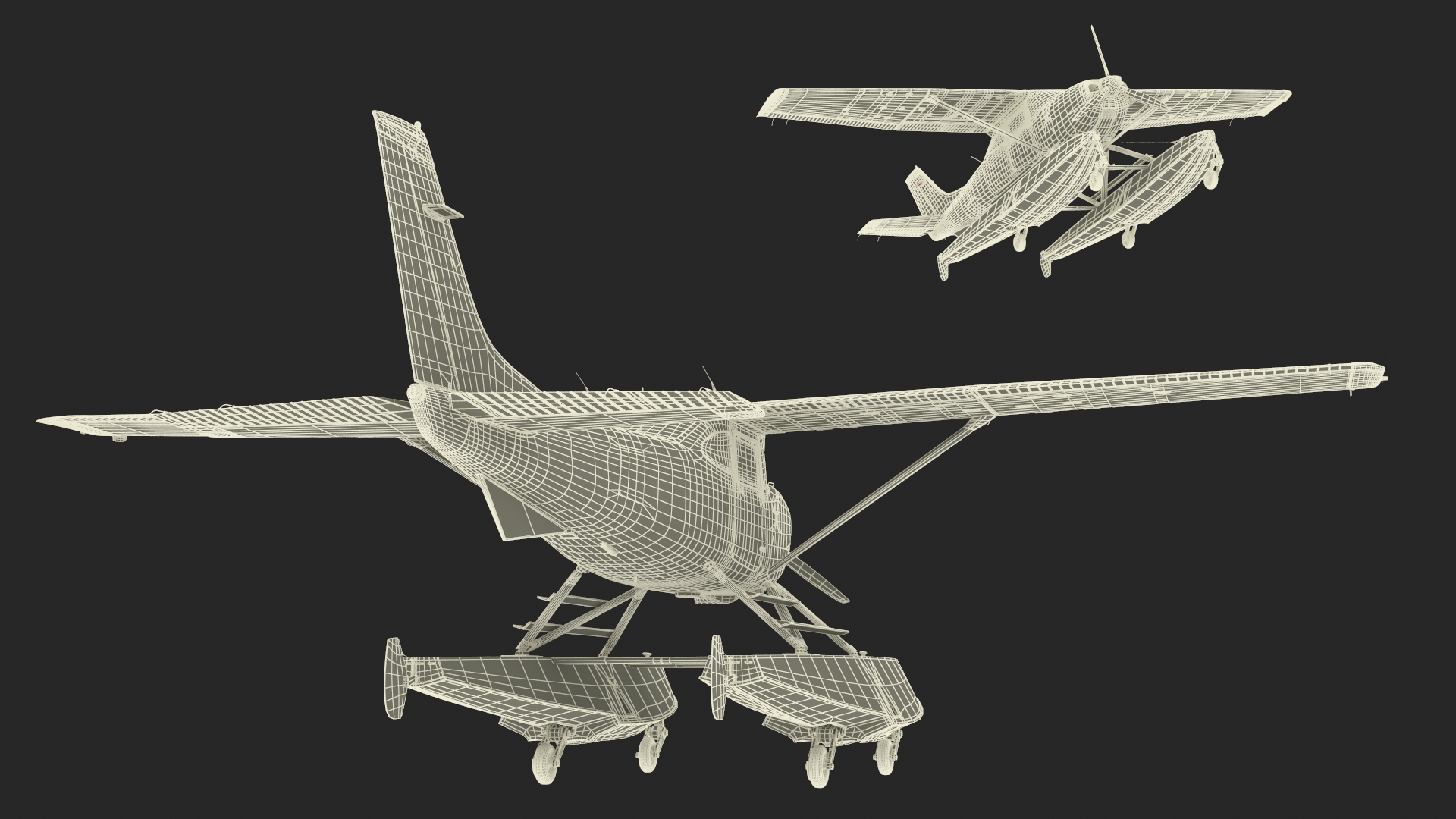 3D model Seaplane Cessna 182 Floatplane