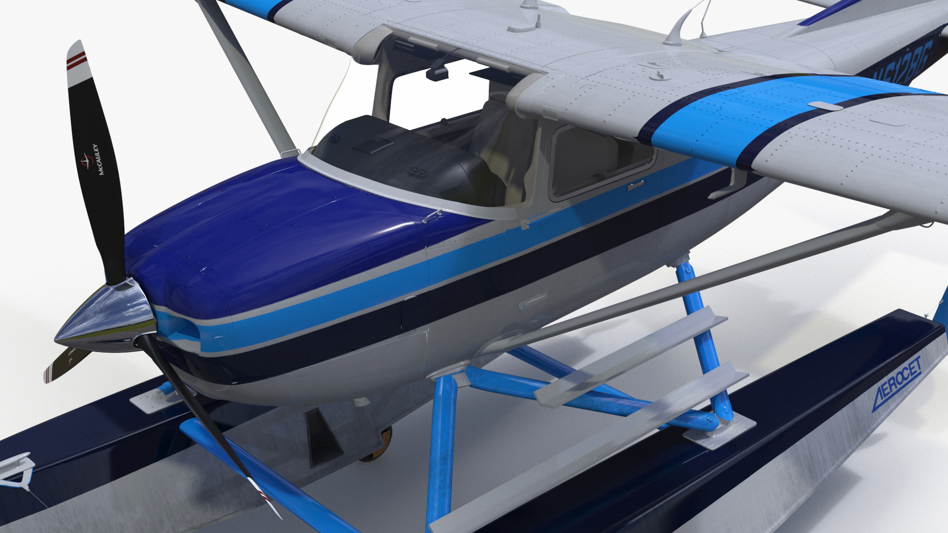 3D model Seaplane Cessna 182 Floatplane