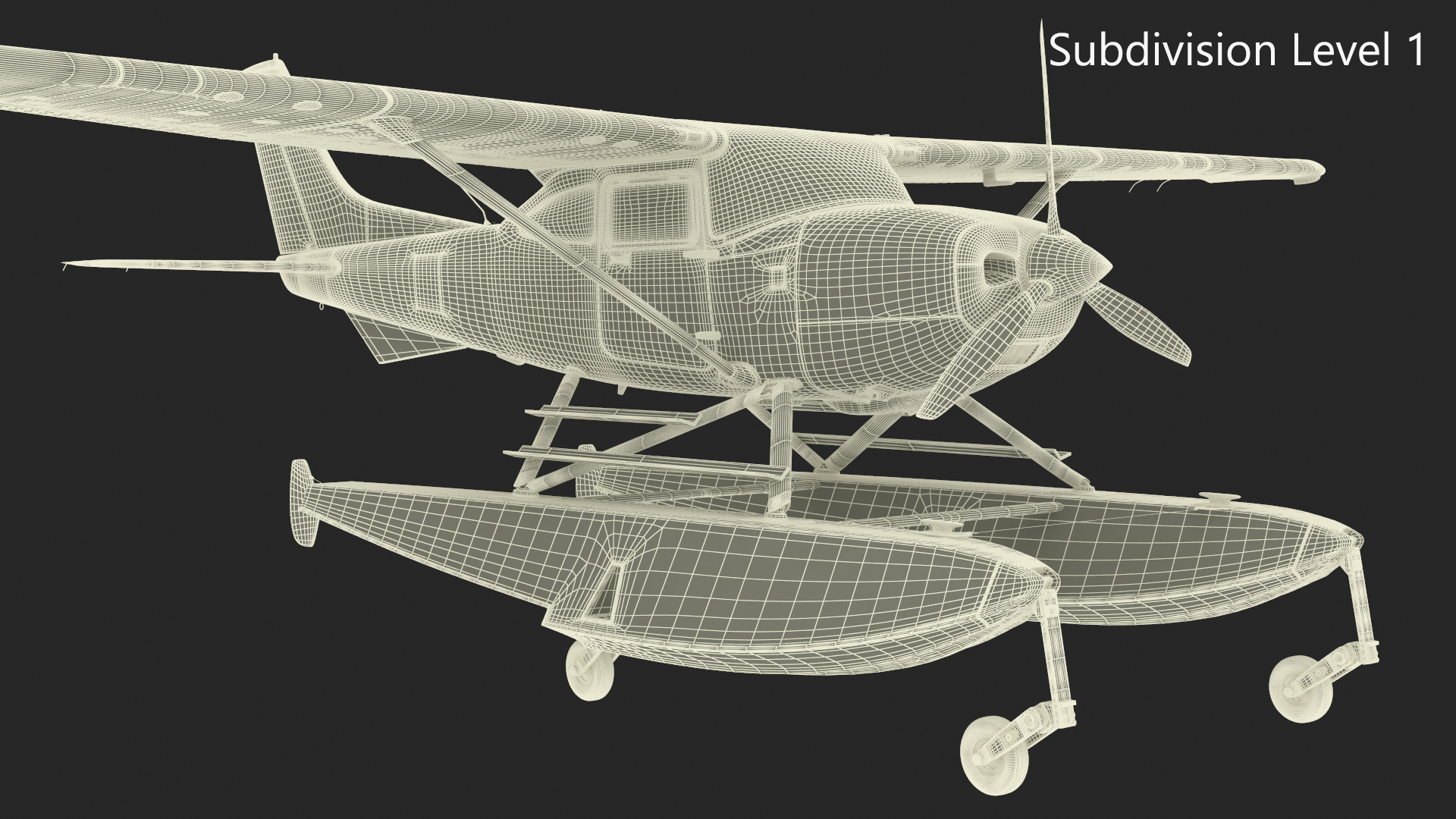 3D model Seaplane Cessna 182 Floatplane