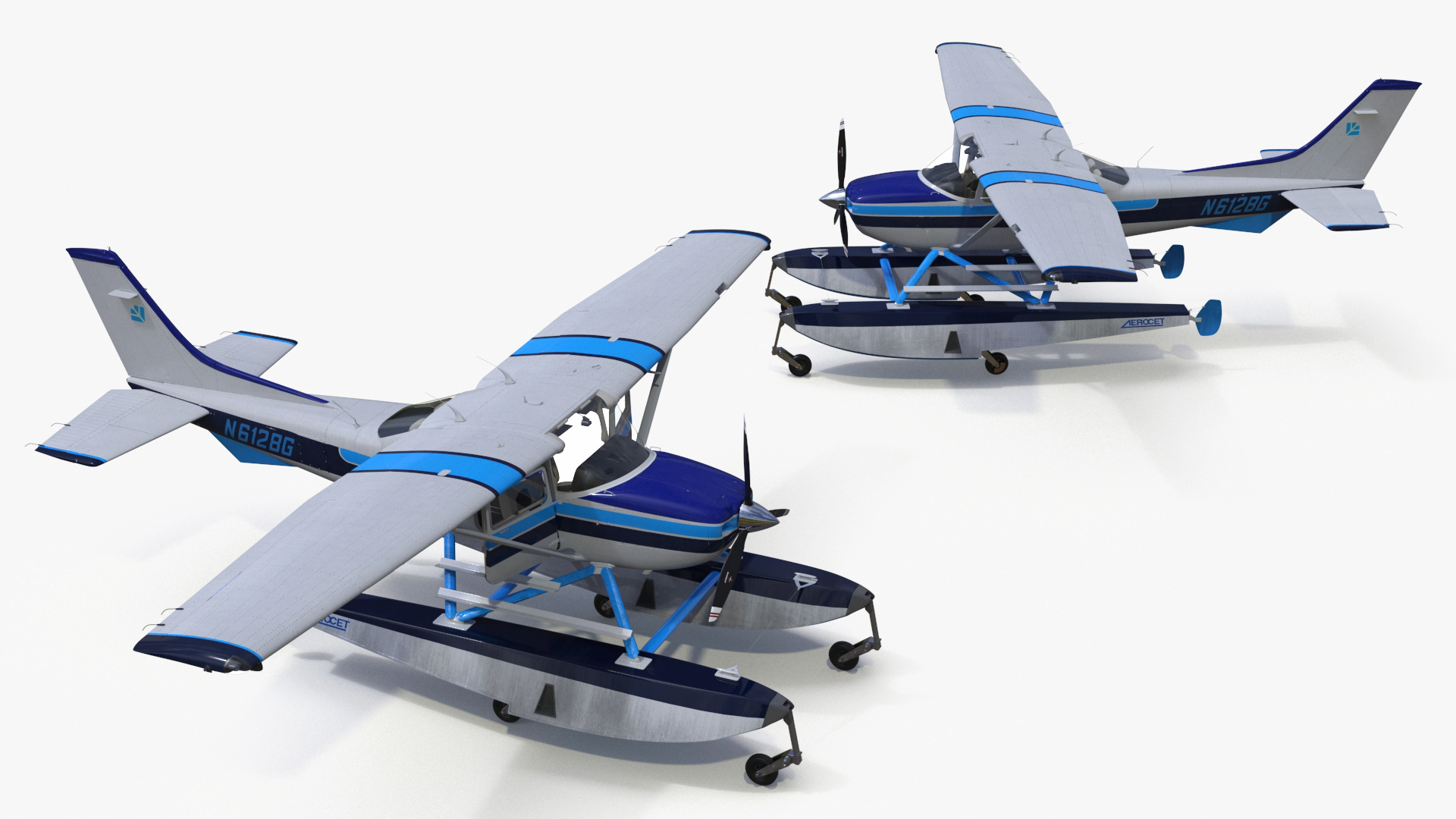 3D model Seaplane Cessna 182 Floatplane