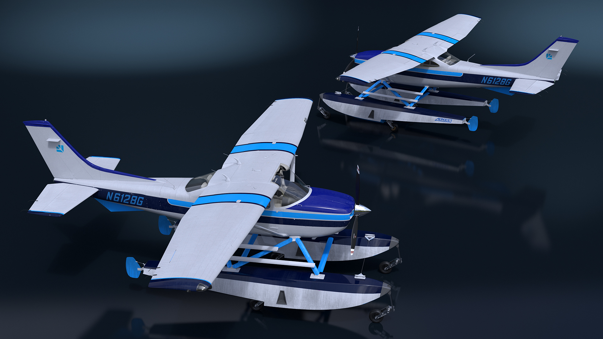 3D model Seaplane Cessna 182 Floatplane