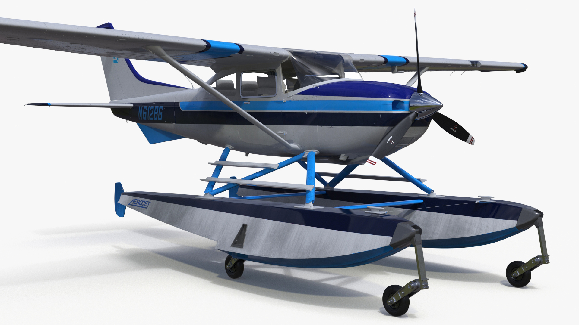 3D model Seaplane Cessna 182 Floatplane