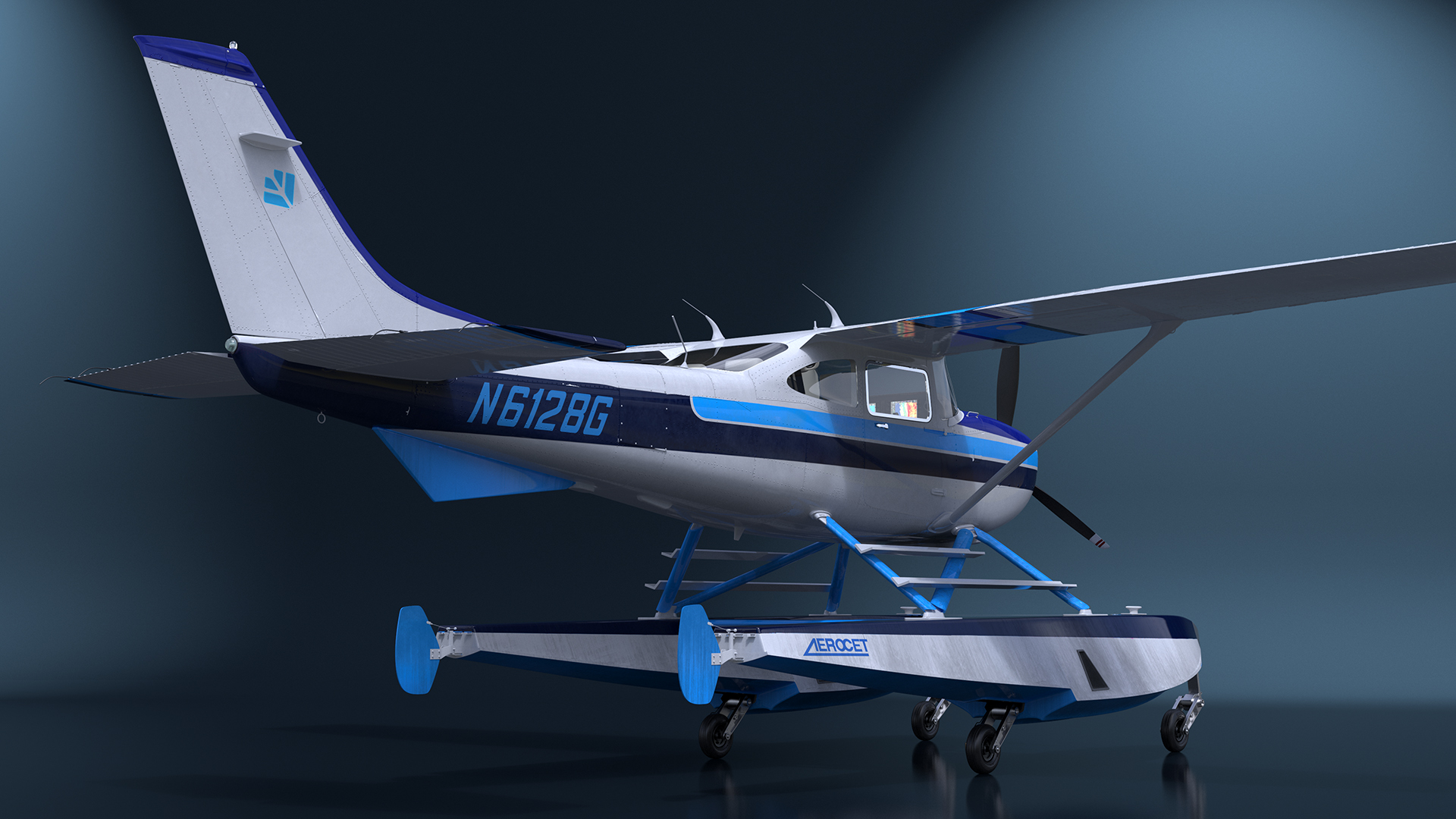 3D model Seaplane Cessna 182 Floatplane