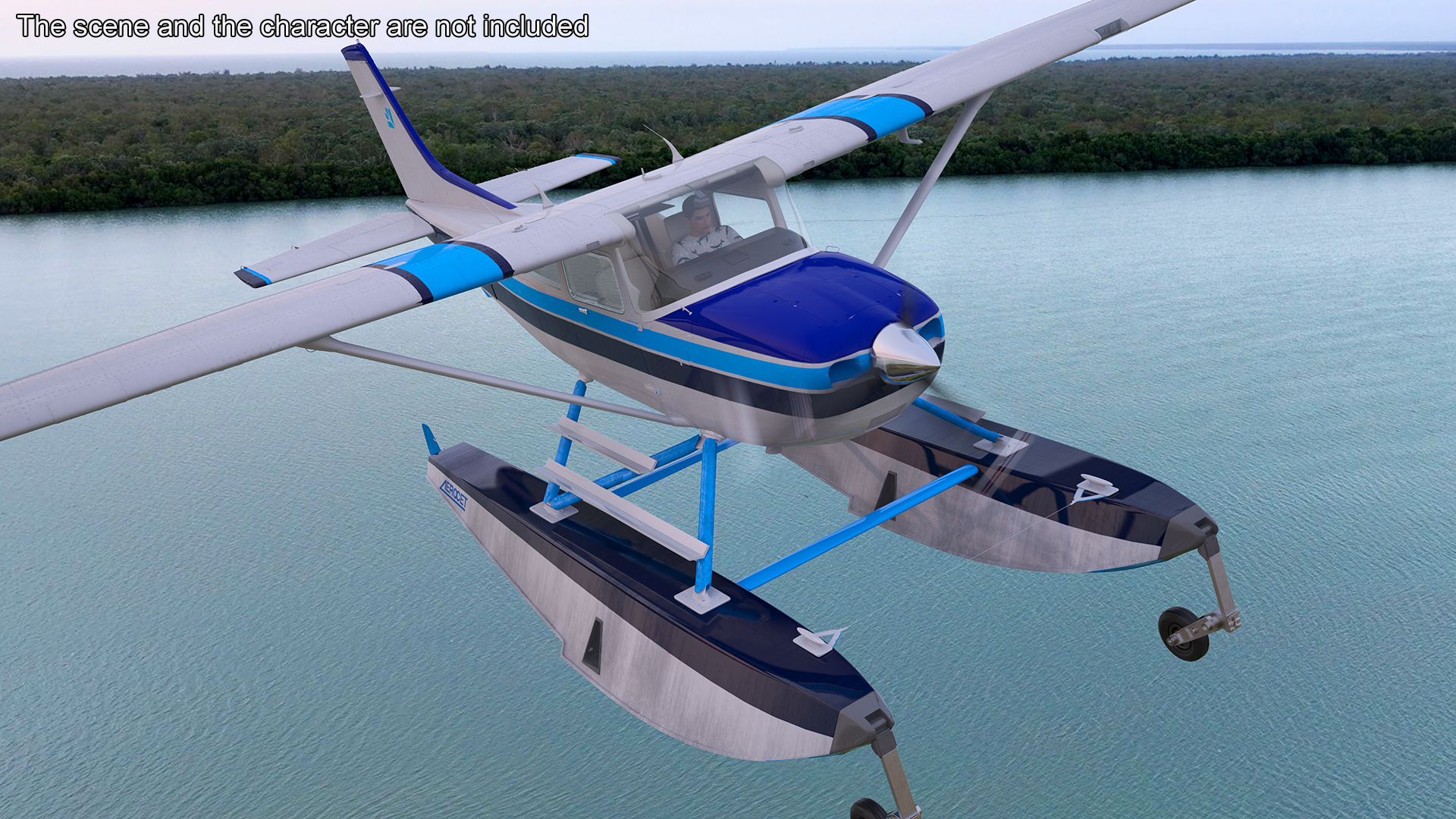 3D model Seaplane Cessna 182 Floatplane