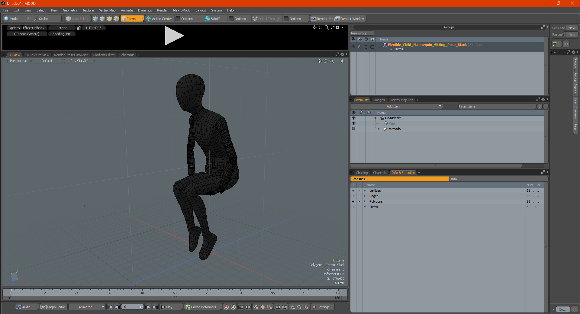 3D Flexible Child Mannequin Sitting Pose Black model