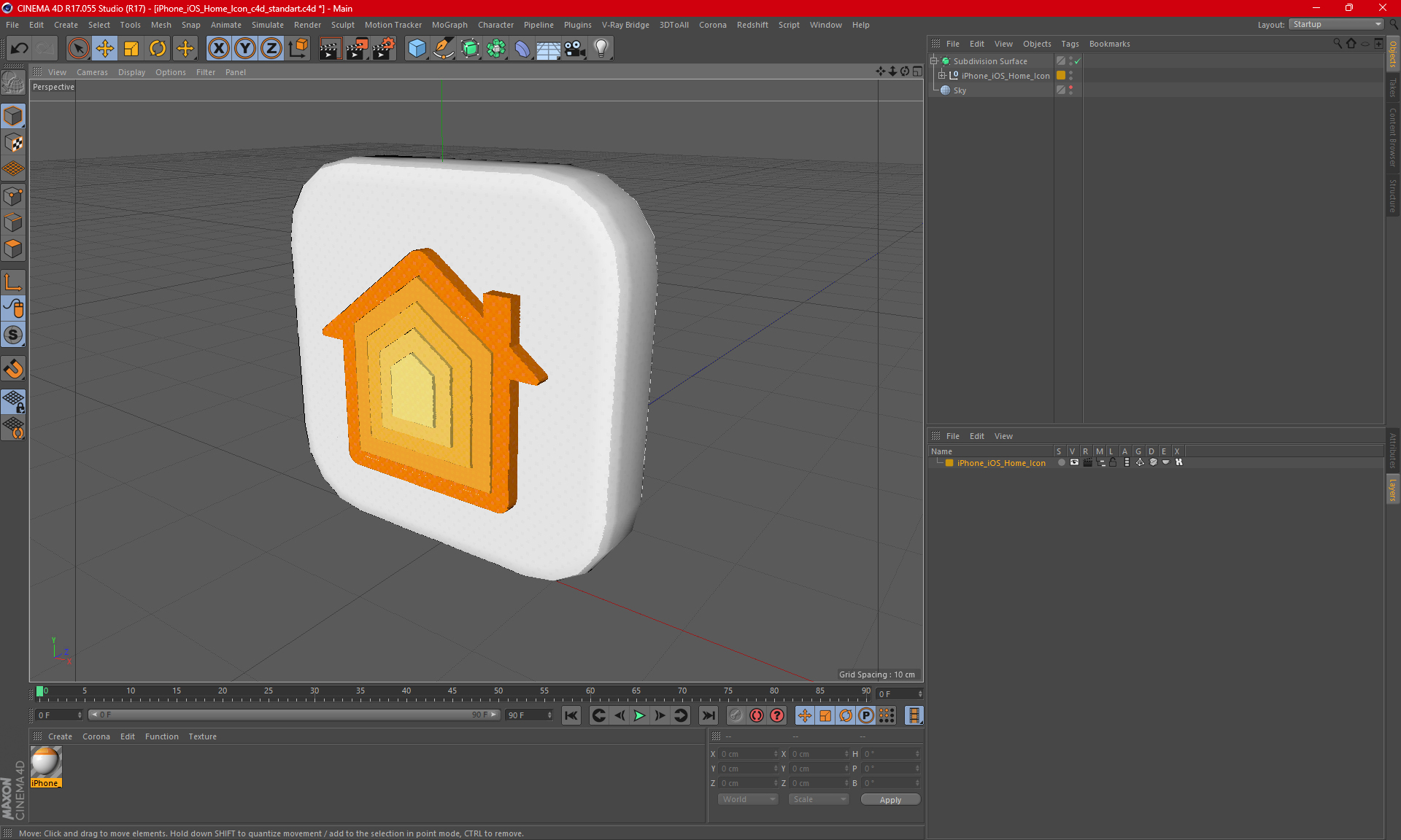 3D model iPhone iOS Home Icon