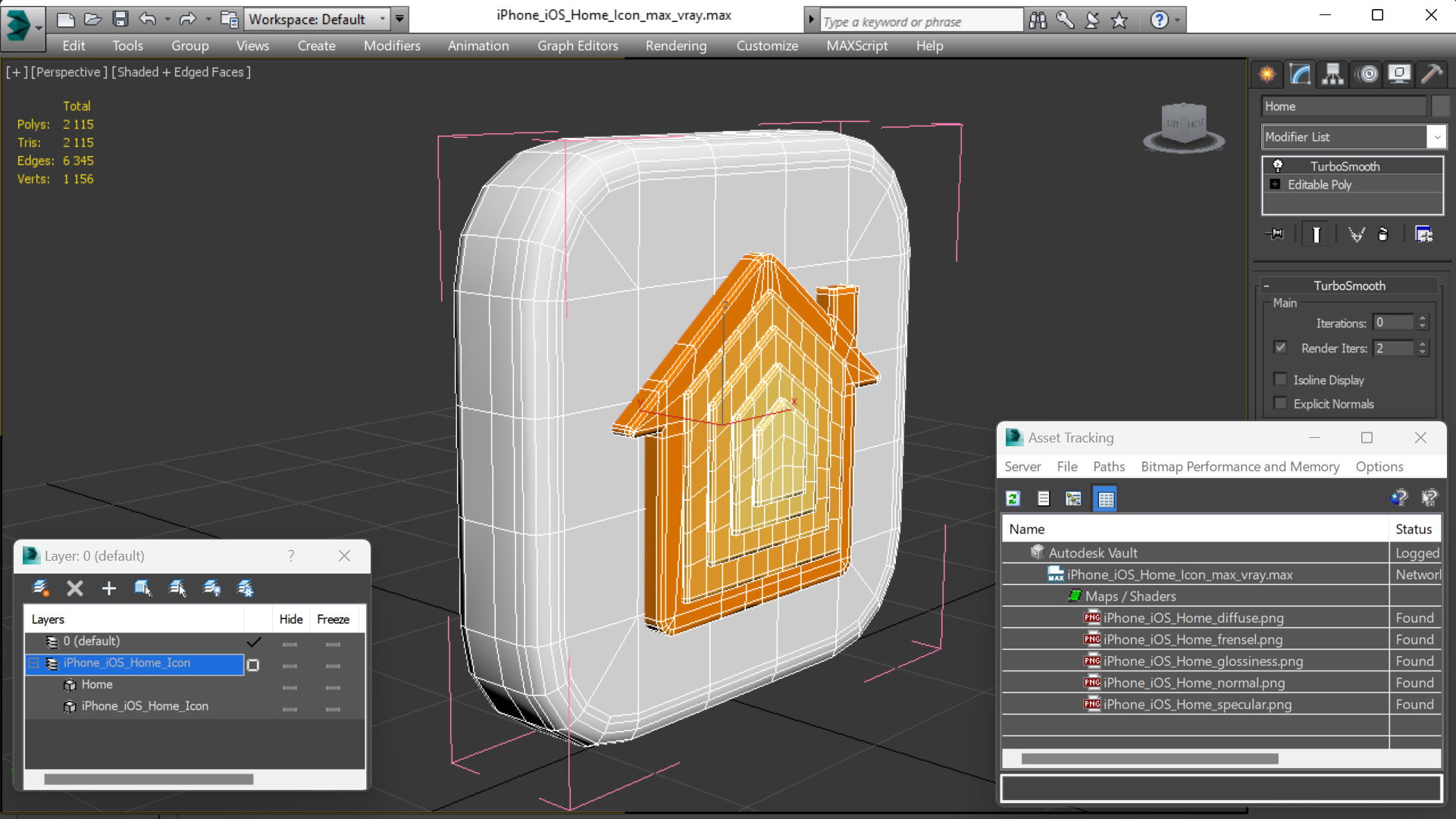 3D model iPhone iOS Home Icon