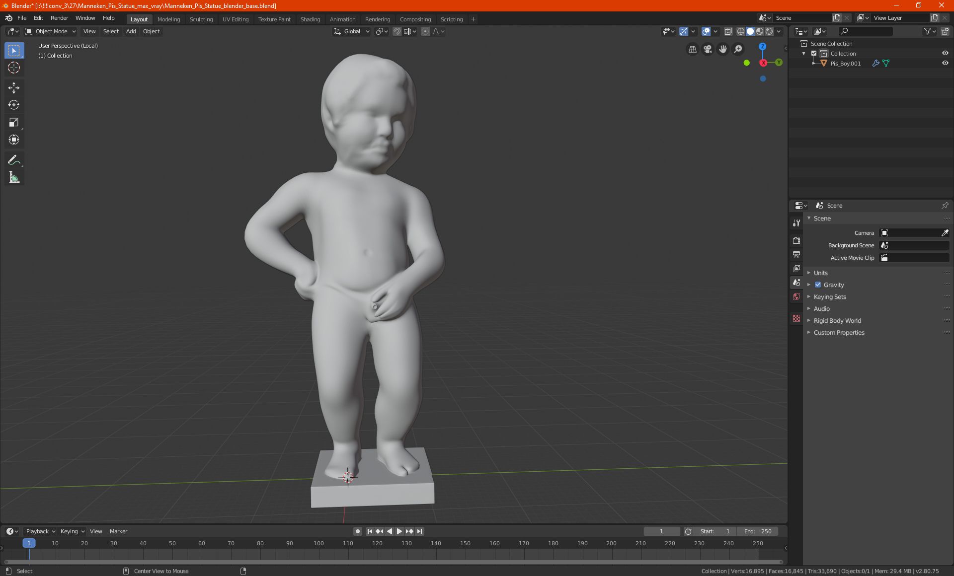 Manneken Pis Statue 3D model