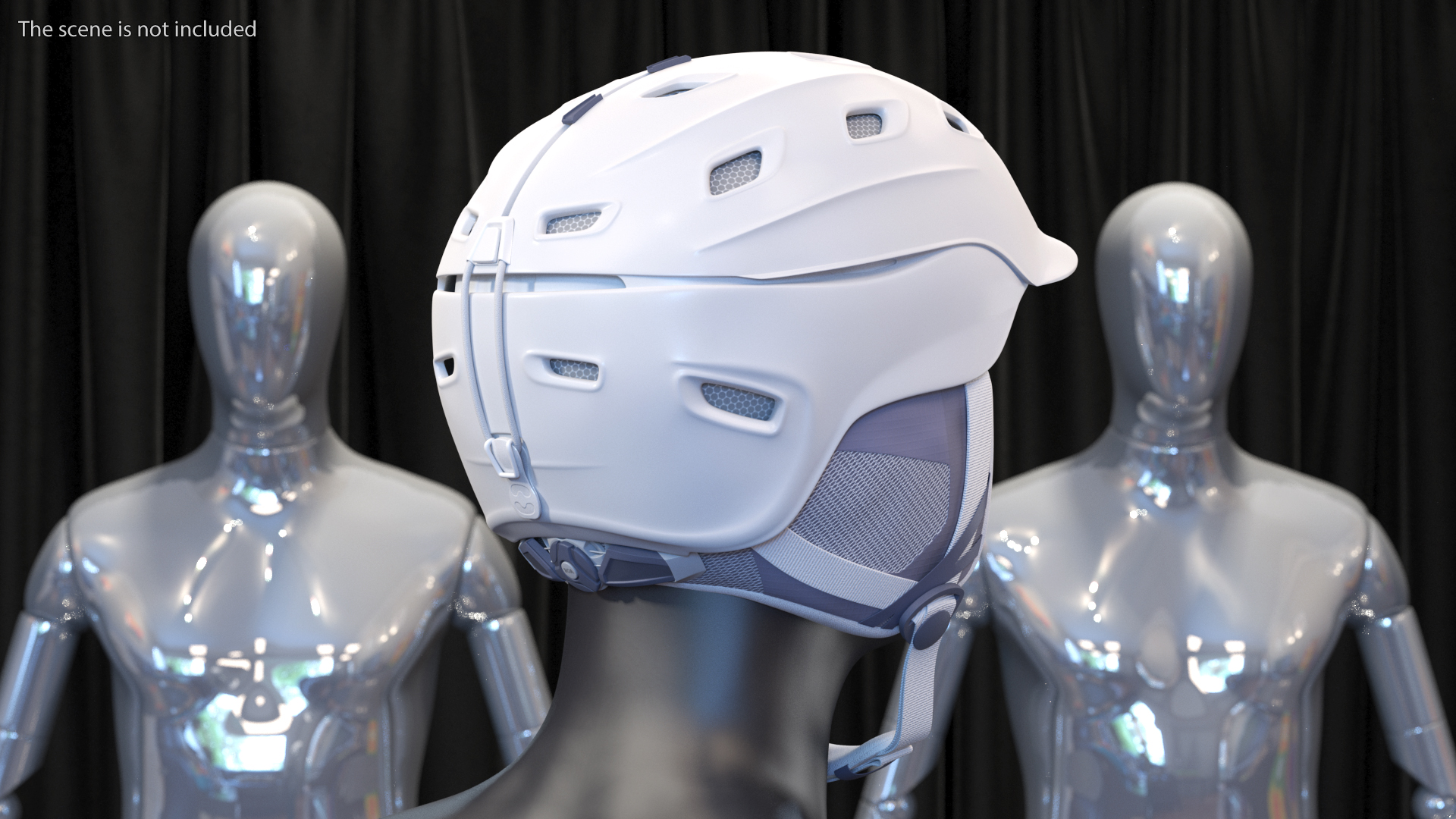 White Snowboard Helmet 3D