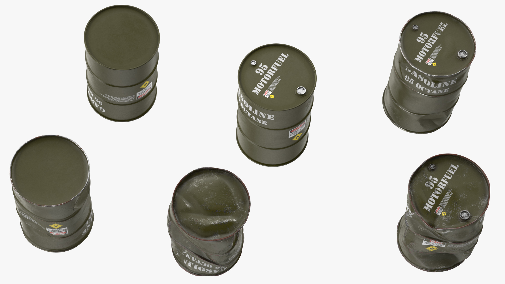 3D model Gasoline 95 Octane Metal Barrel Set