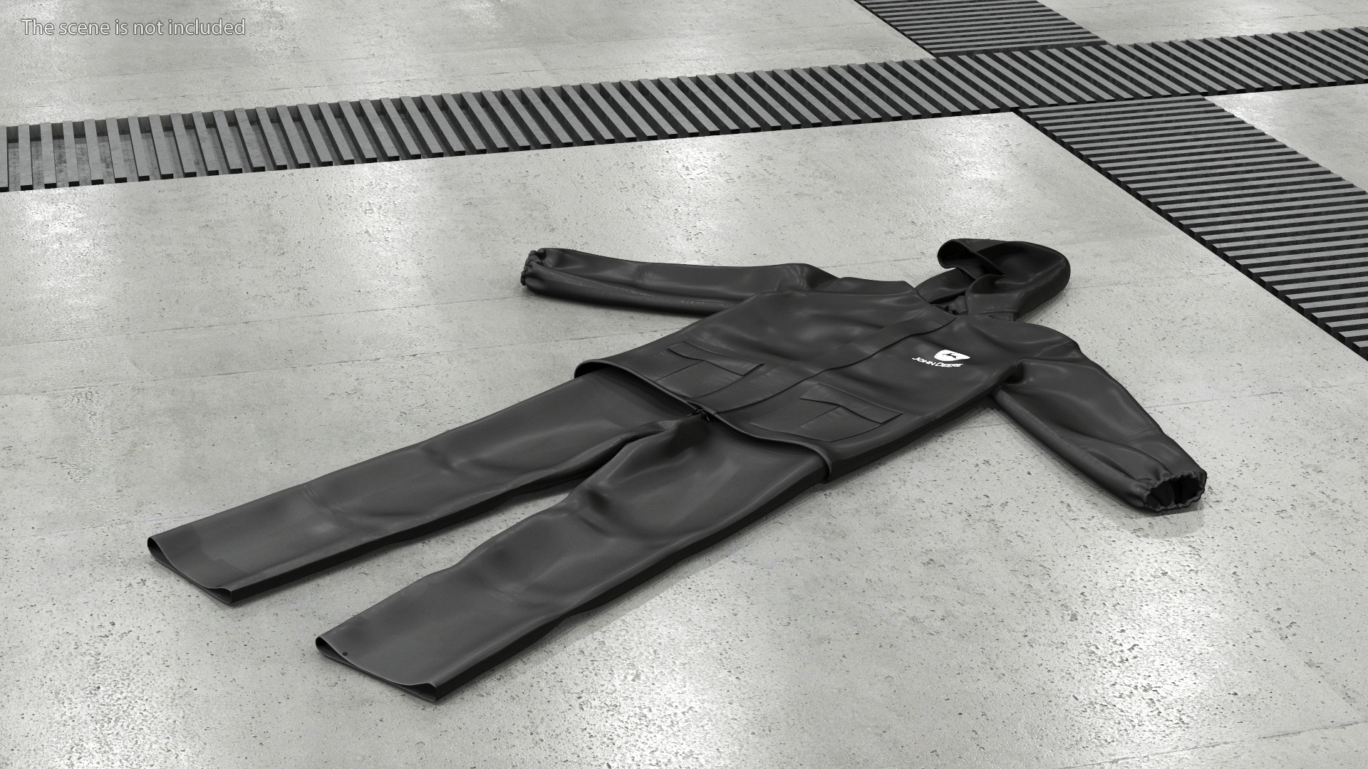 3D John Deere Safety Rain Suit Black model