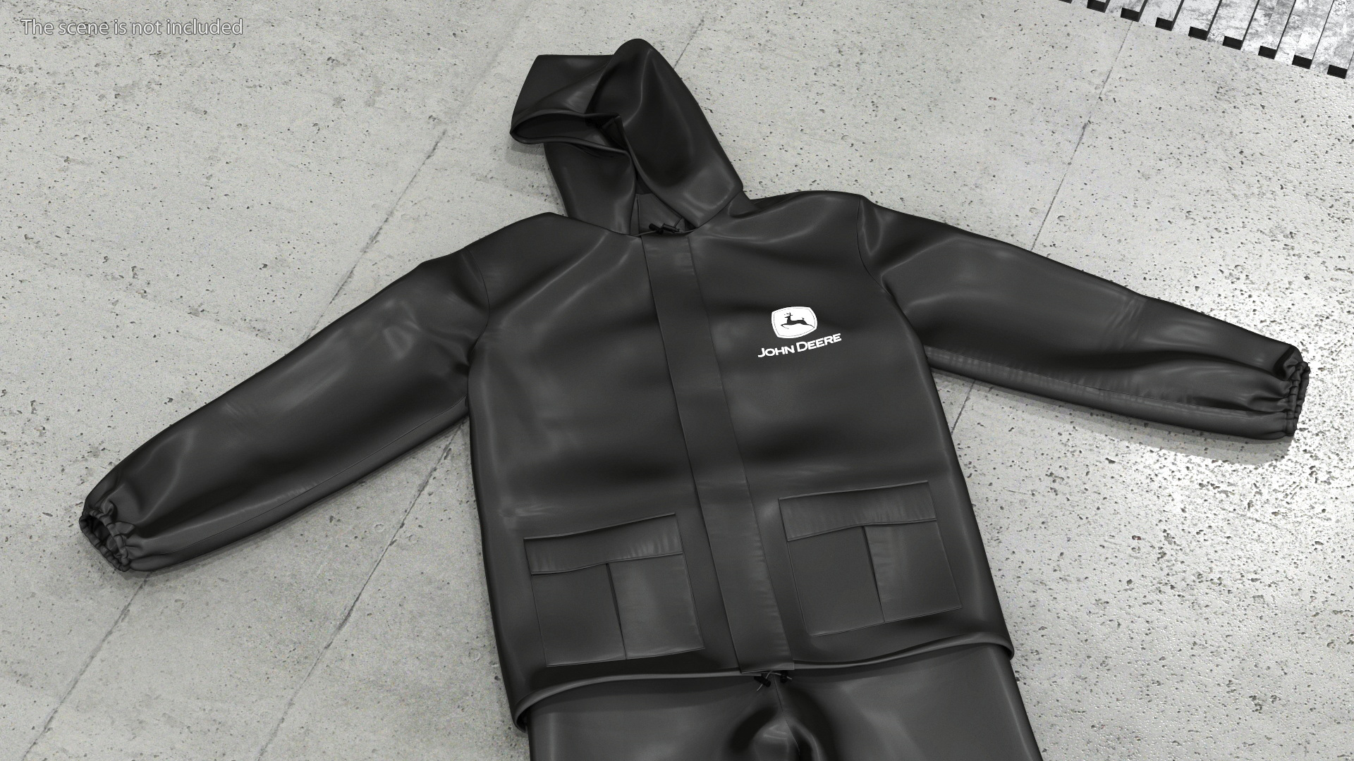 3D John Deere Safety Rain Suit Black model