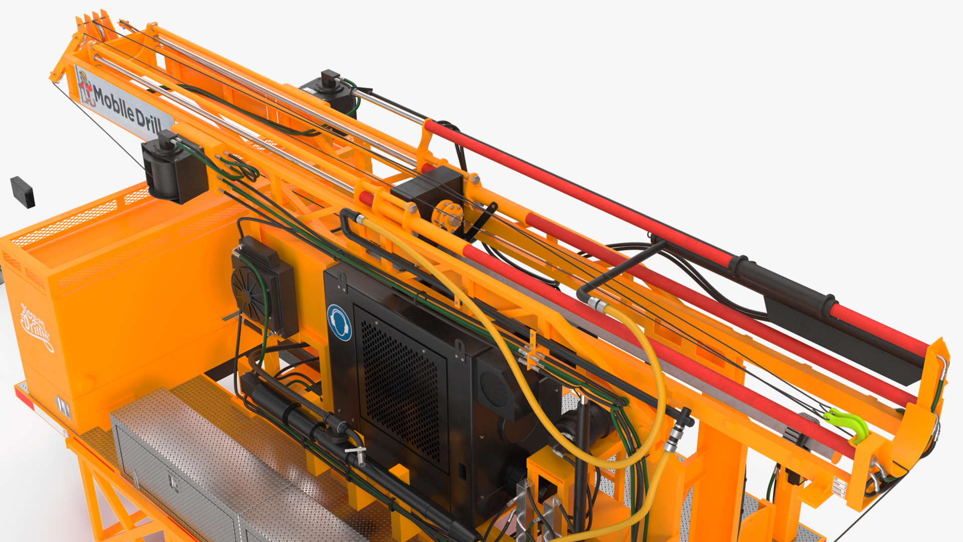 3D Mobile Drilling Rig Orange Rigged model