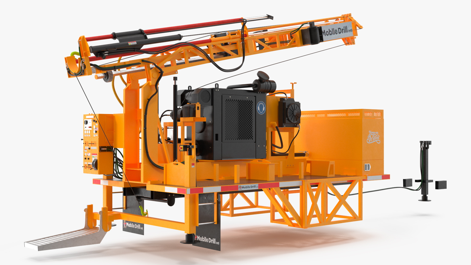 3D Mobile Drilling Rig Orange Rigged model