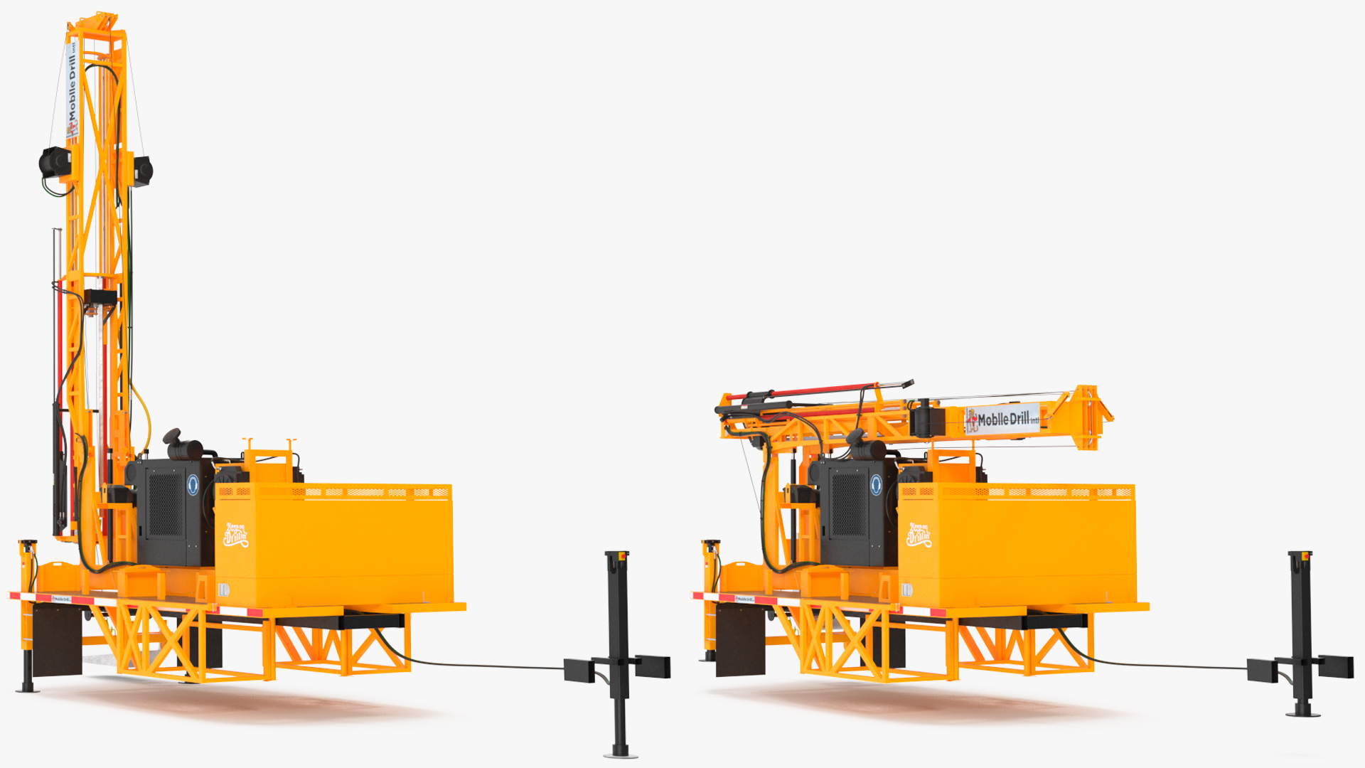 3D Mobile Drilling Rig Orange Rigged model