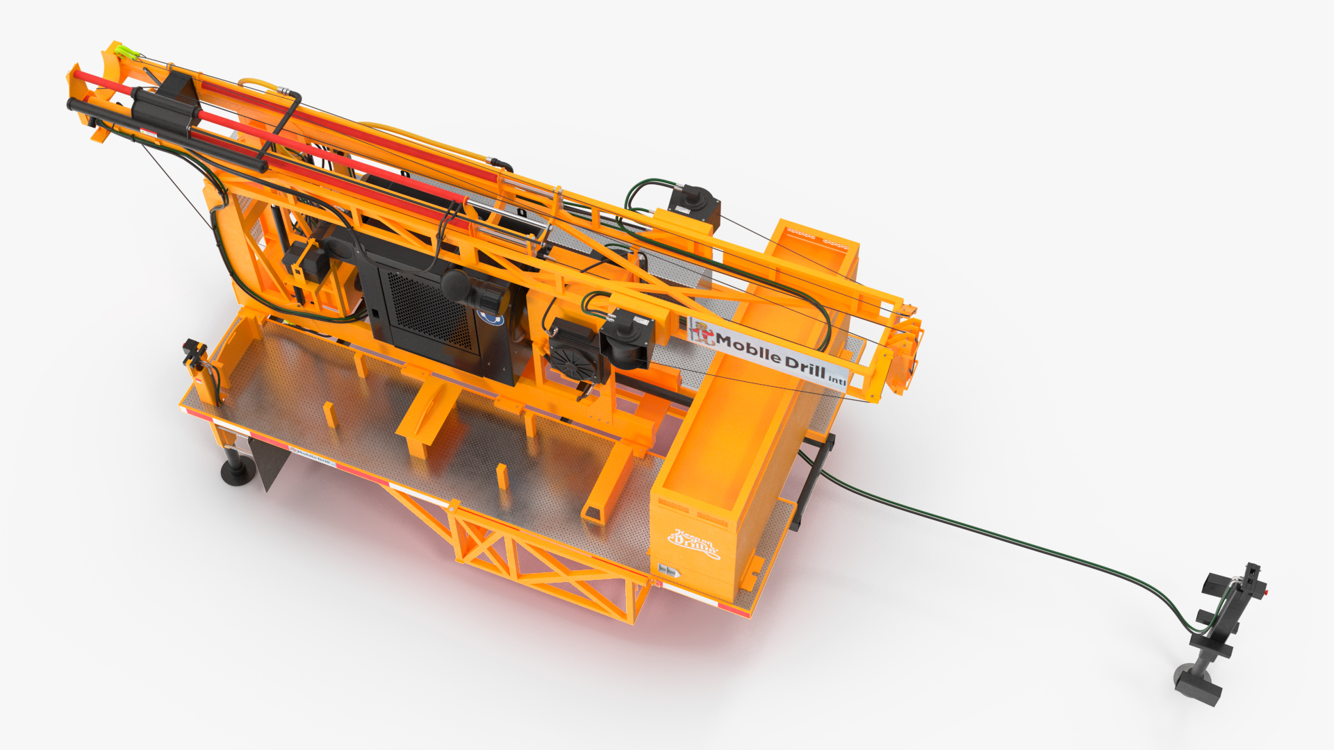 3D Mobile Drilling Rig Orange Rigged model