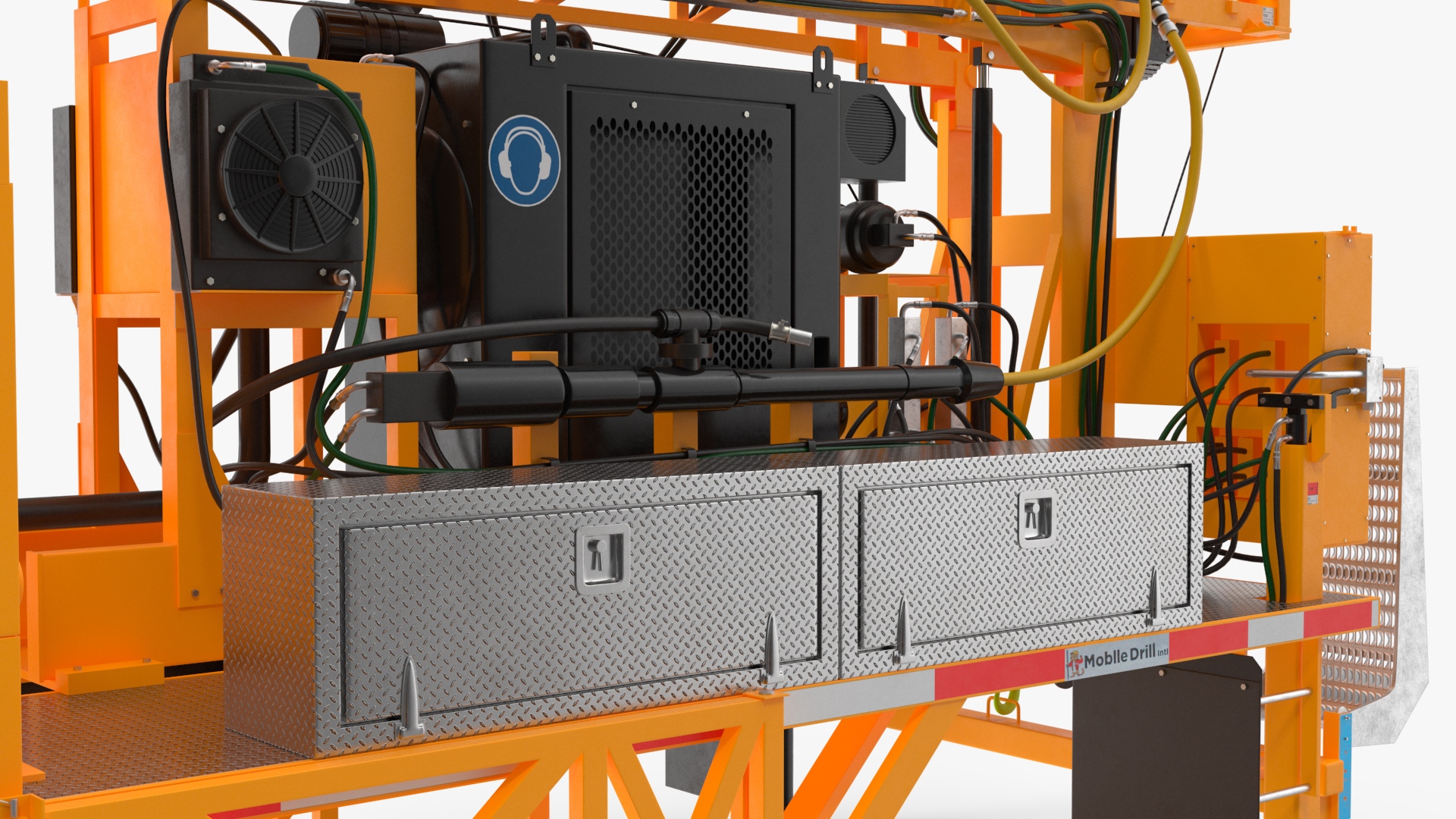 3D Mobile Drilling Rig Orange Rigged model