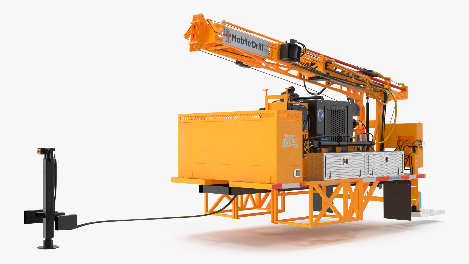 3D Mobile Drilling Rig Orange Rigged model