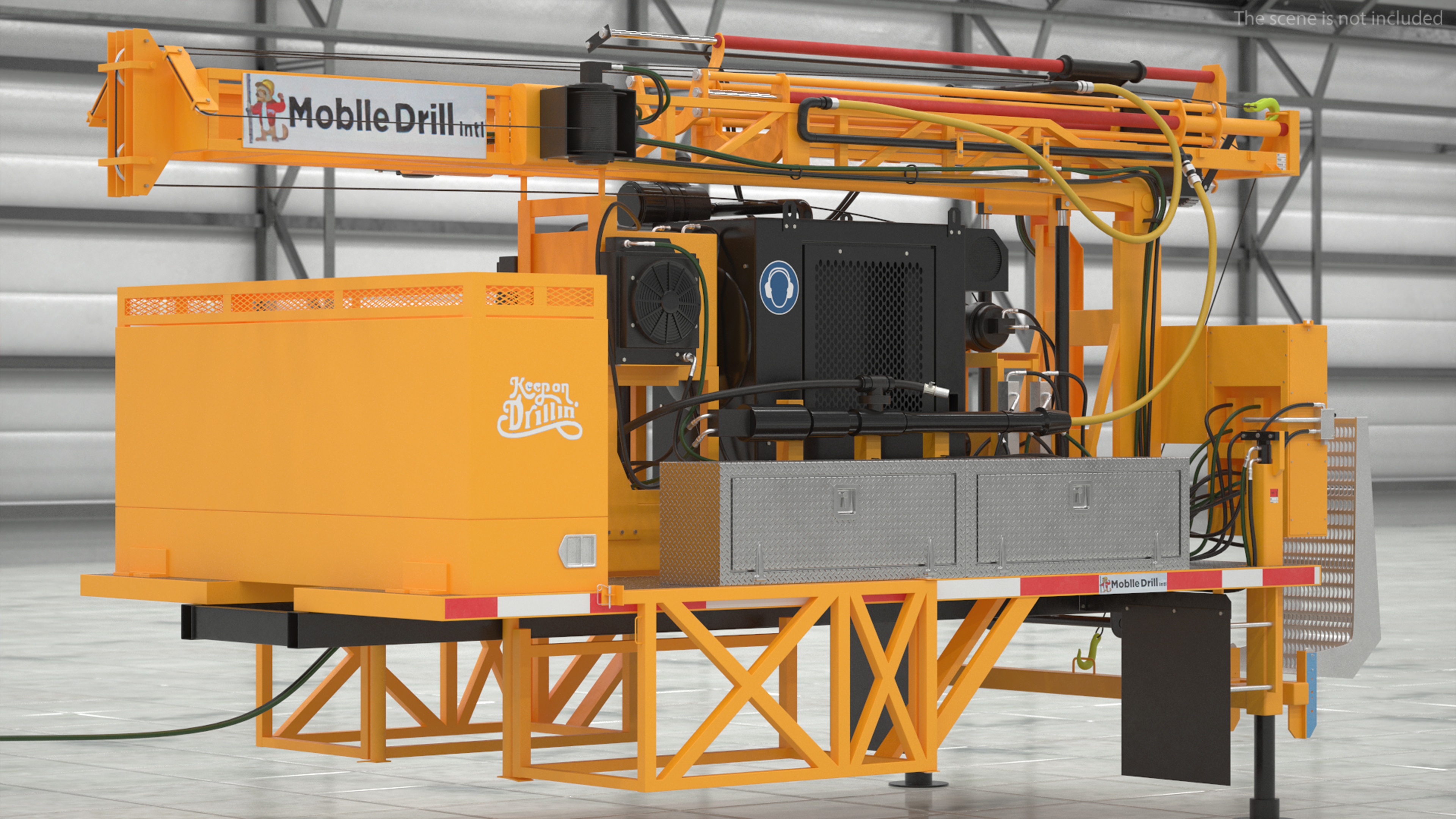3D Mobile Drilling Rig Orange Rigged model