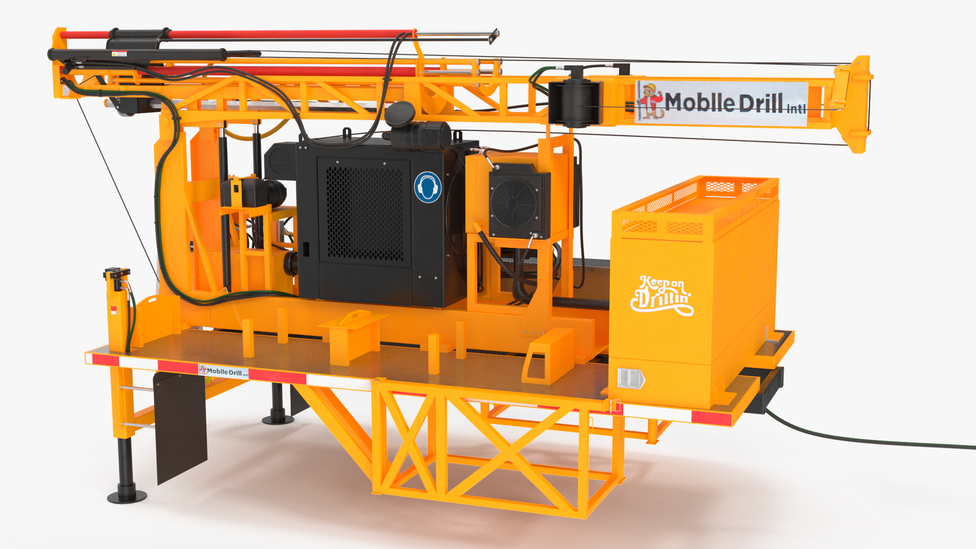 3D Mobile Drilling Rig Orange Rigged model
