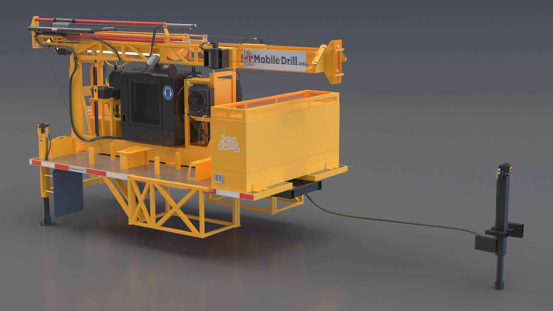 3D Mobile Drilling Rig Orange Rigged model