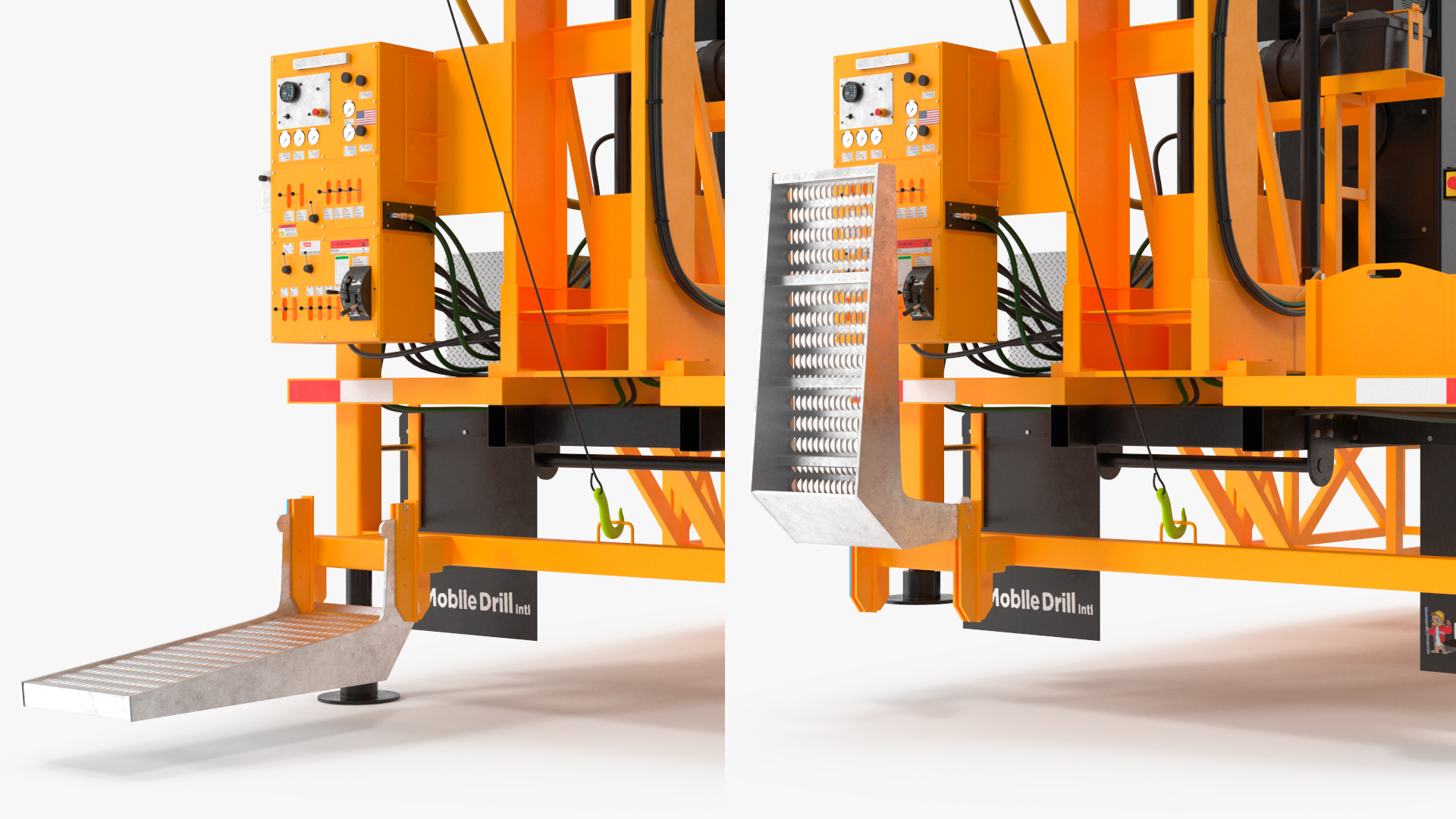 3D Mobile Drilling Rig Orange Rigged model
