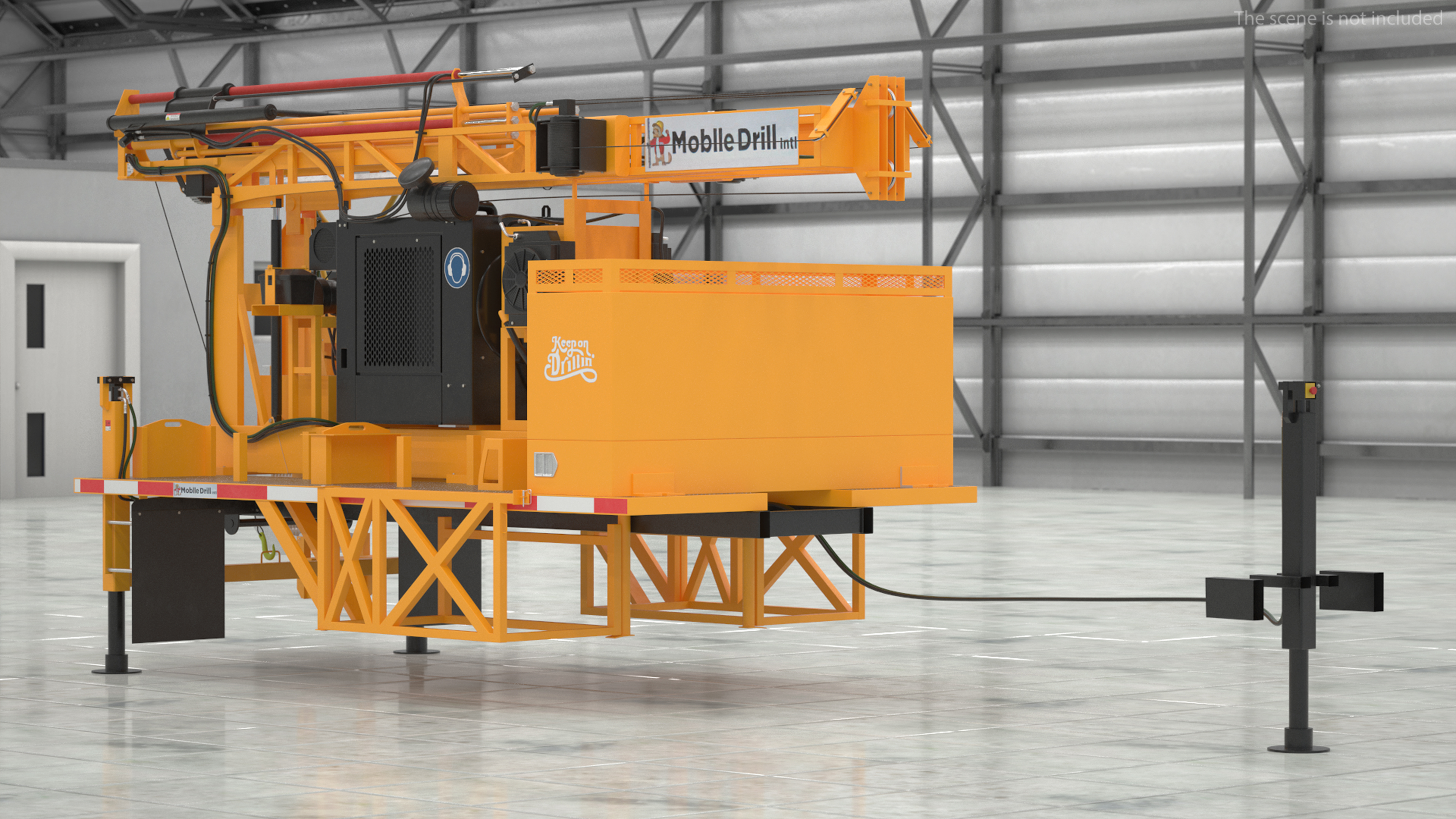 3D Mobile Drilling Rig Orange Rigged model