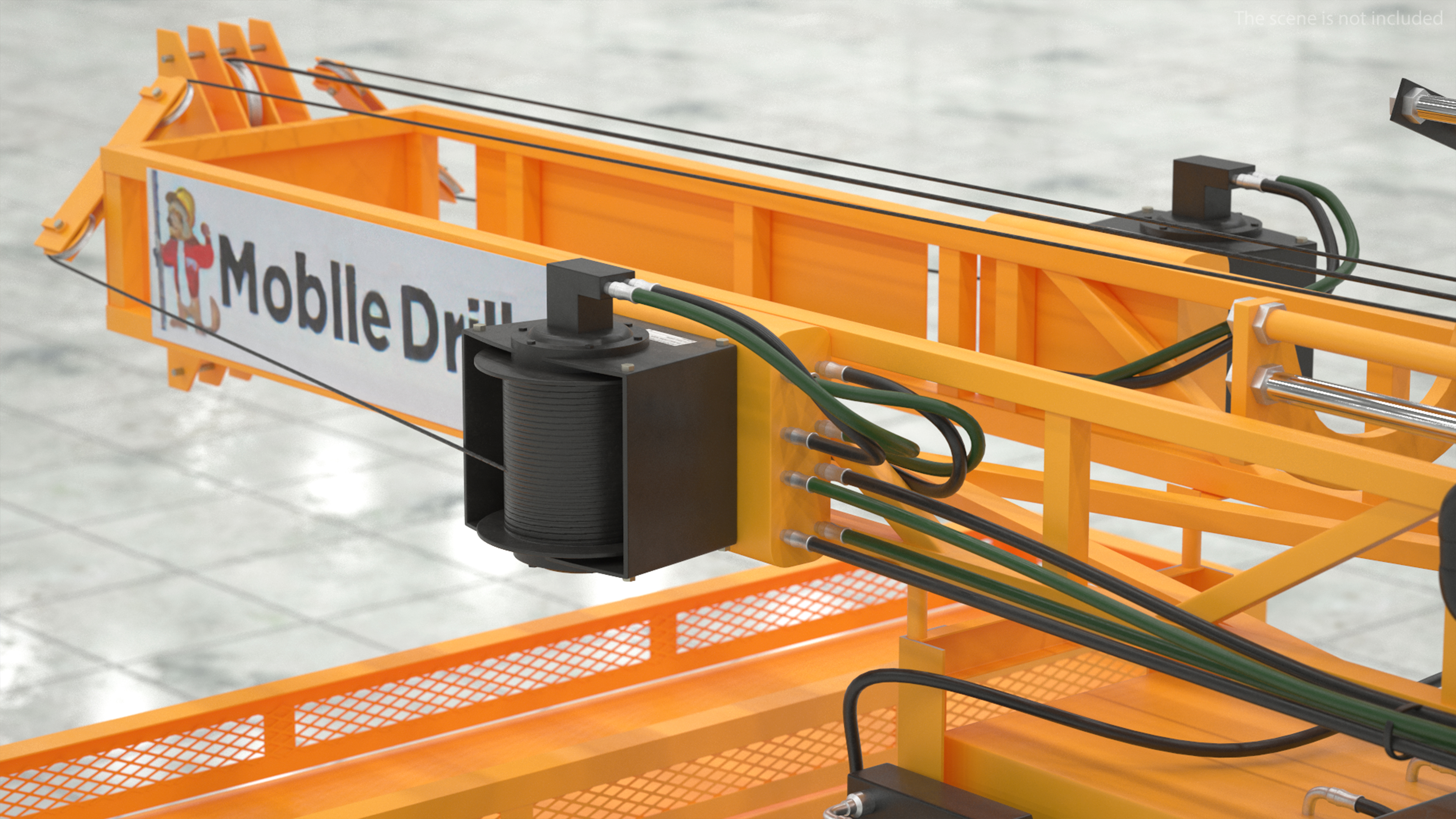 3D Mobile Drilling Rig Orange Rigged model
