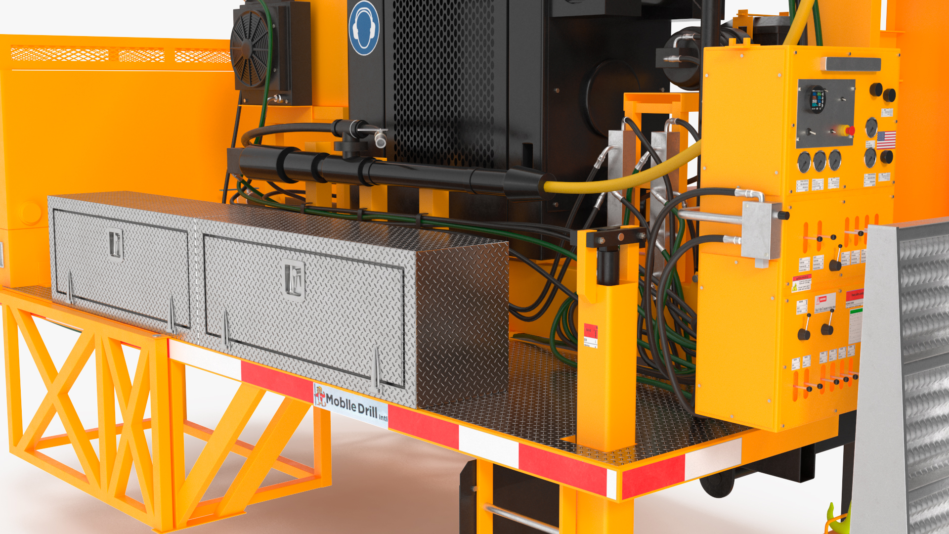 3D Mobile Drilling Rig Orange Rigged model