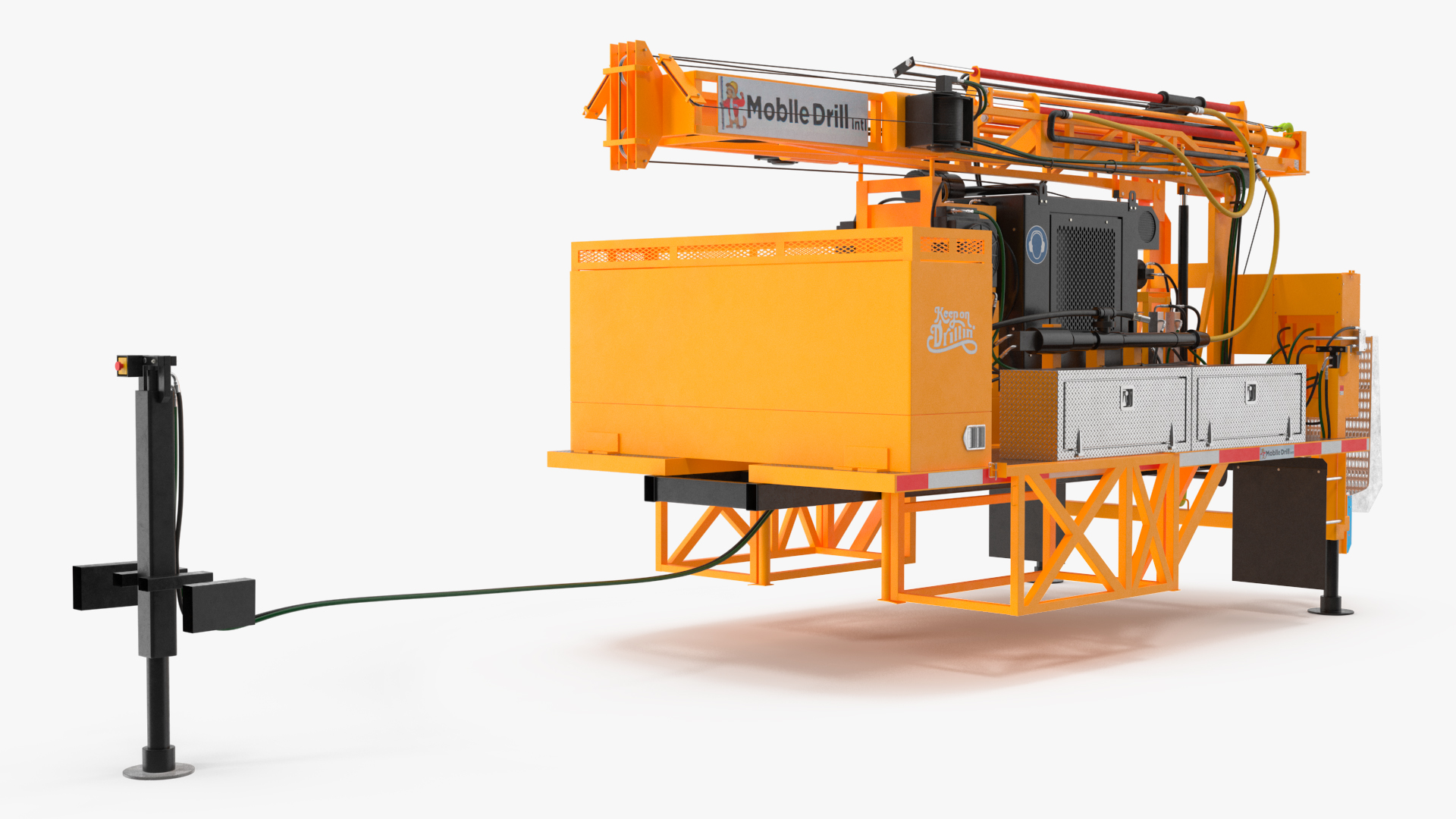 3D Mobile Drilling Rig Orange Rigged model