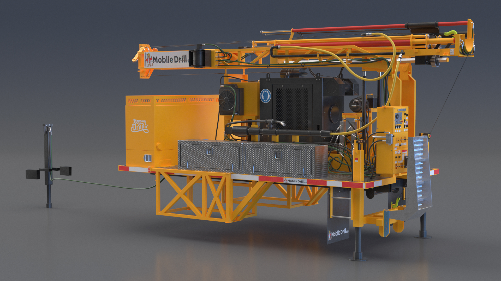 3D Mobile Drilling Rig Orange Rigged model