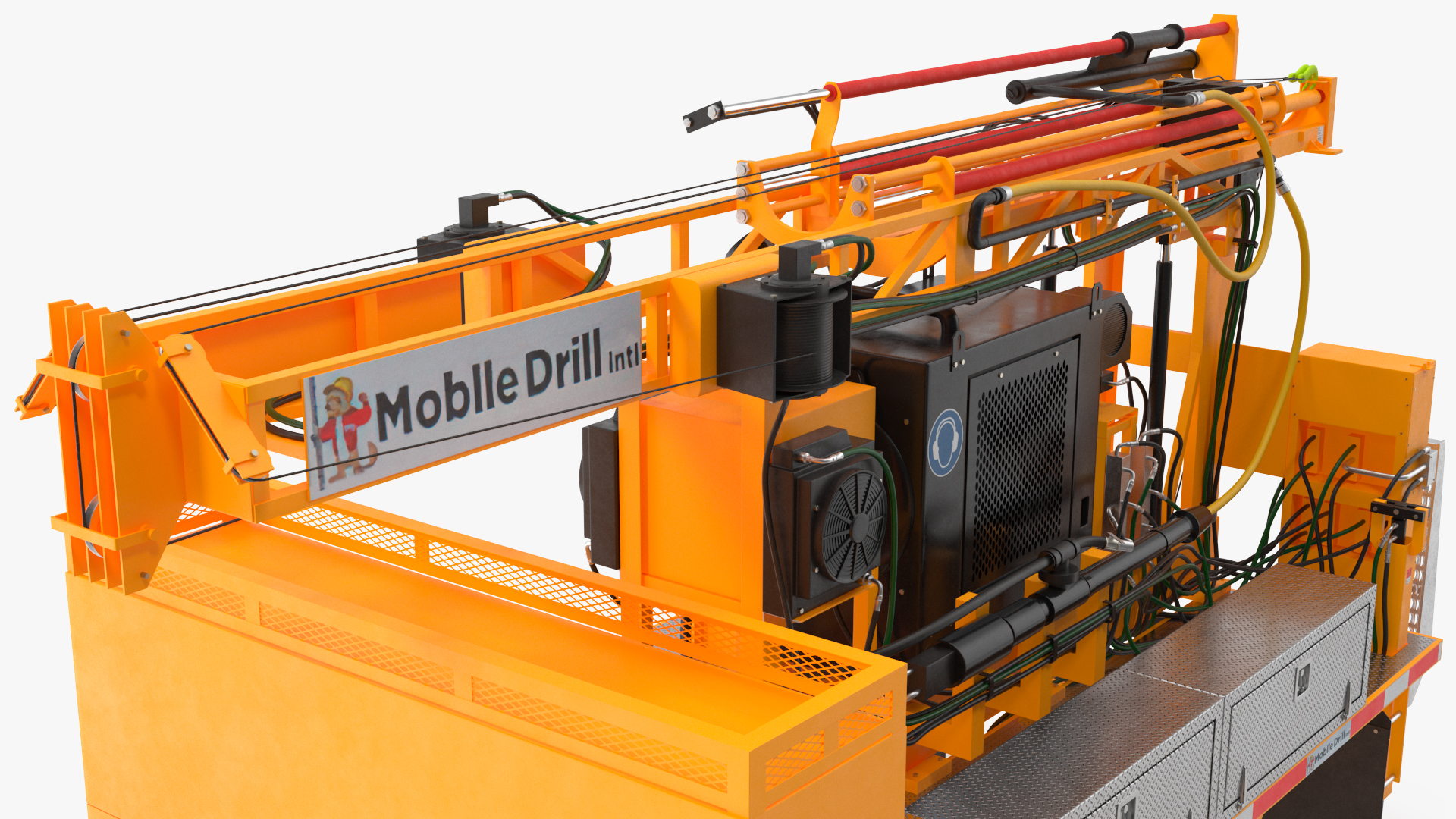 3D Mobile Drilling Rig Orange Rigged model
