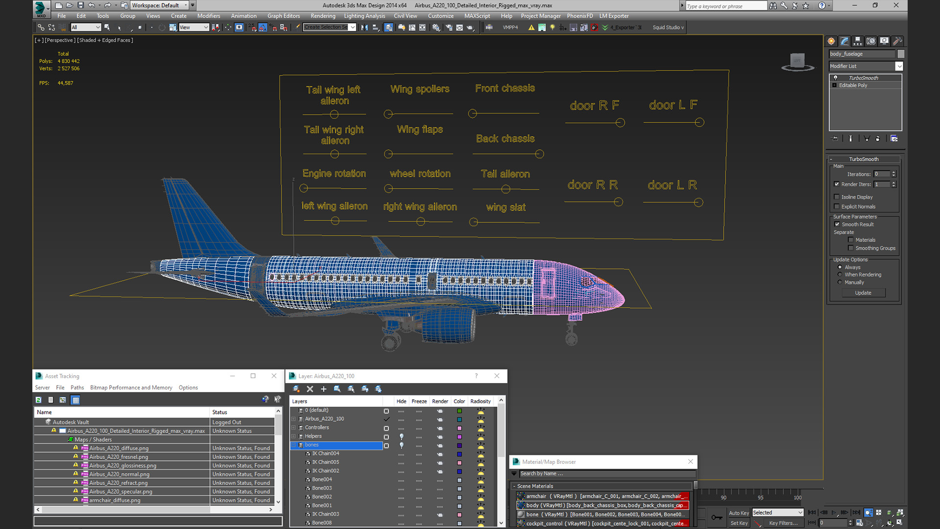 3D Airbus A220 100 Detailed Interior Generic Rigged model