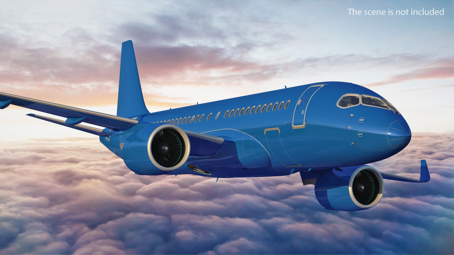 3D Airbus A220 100 Detailed Interior Generic Rigged model