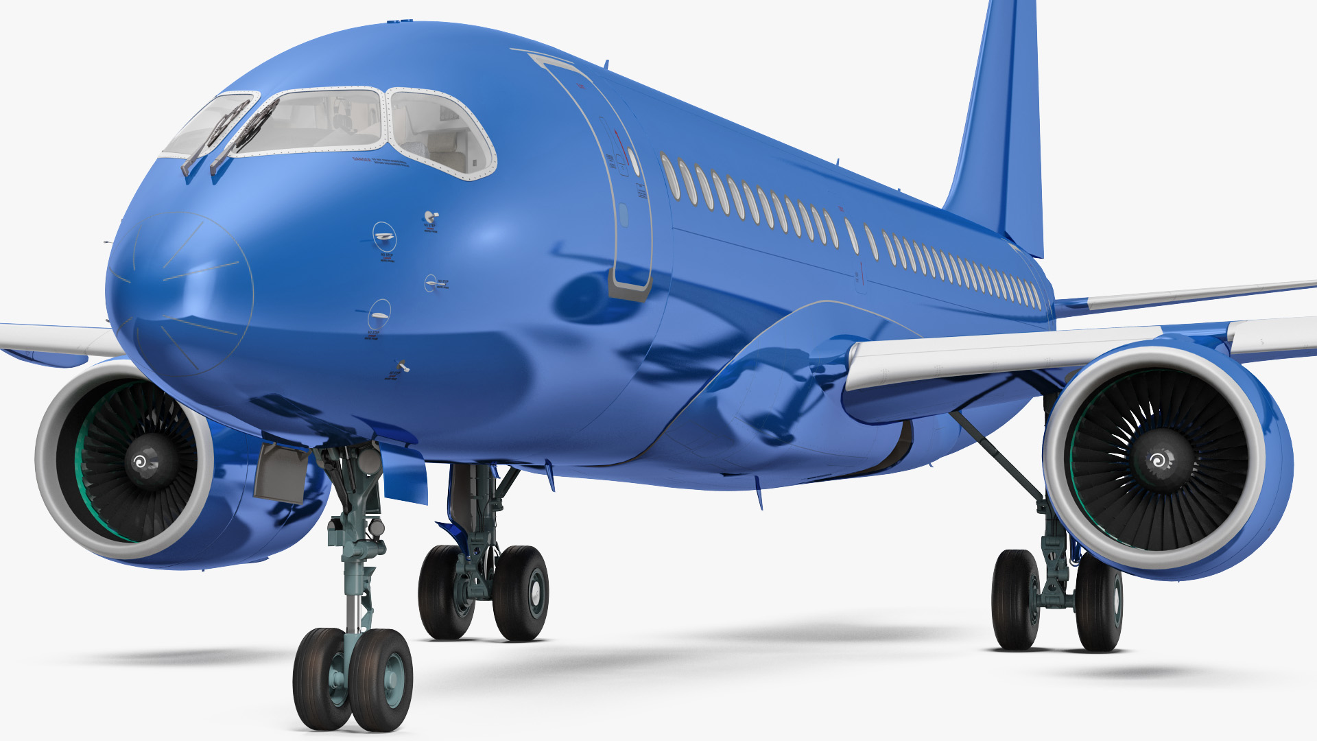 3D Airbus A220 100 Detailed Interior Generic Rigged model