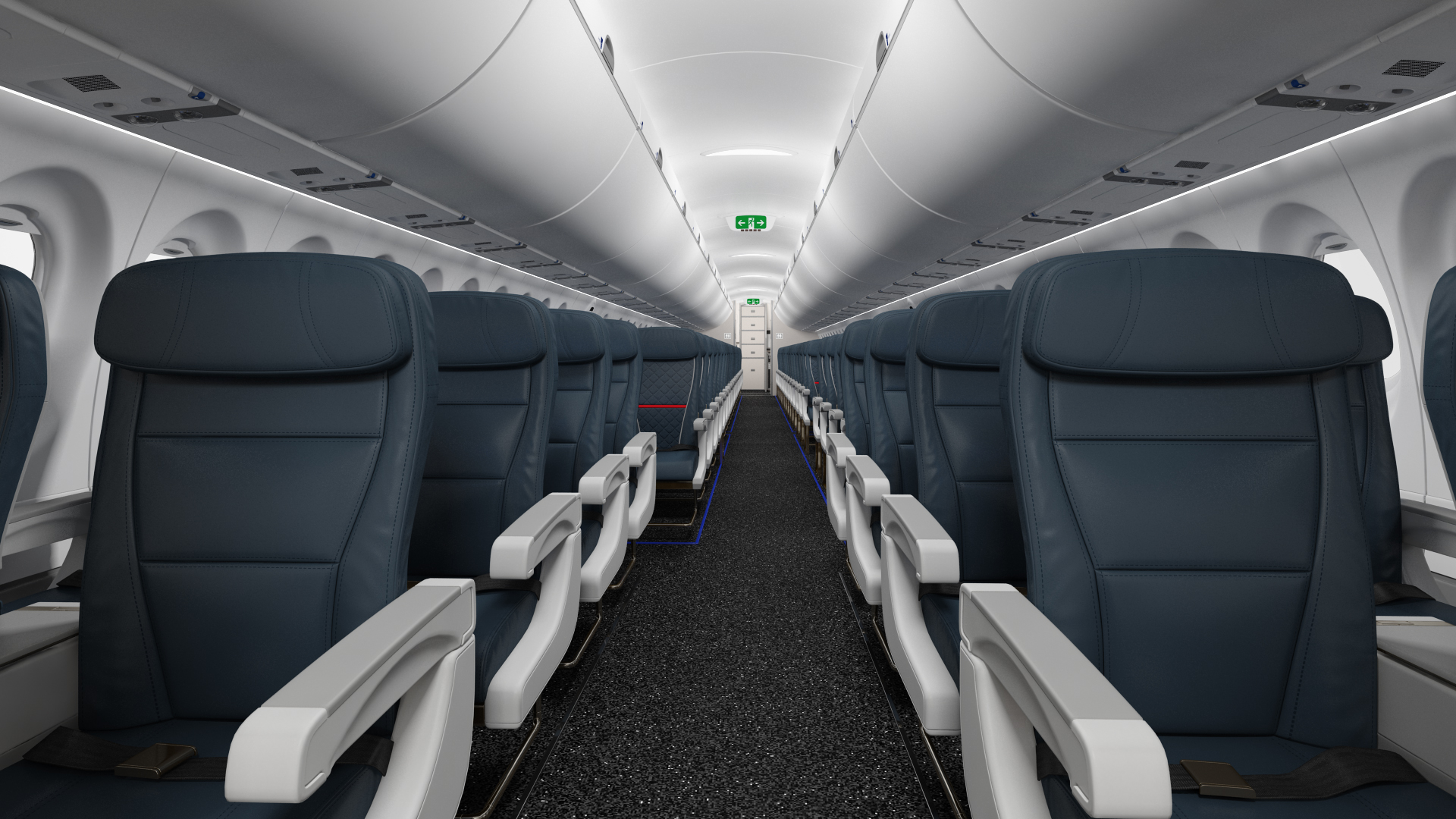 3D Airbus A220 100 Detailed Interior Generic Rigged model