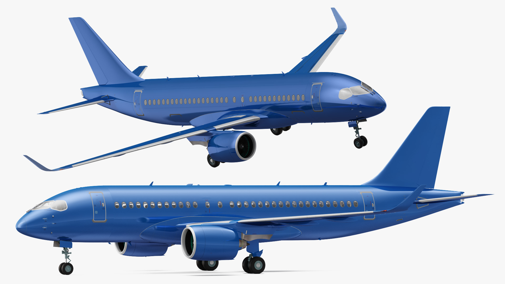 3D Airbus A220 100 Detailed Interior Generic Rigged model