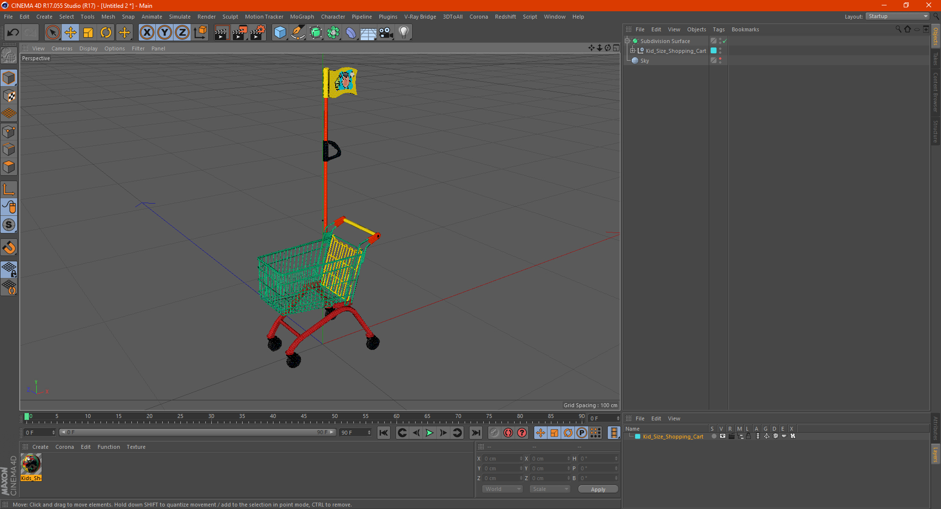 Kid Size Shopping Cart 3D