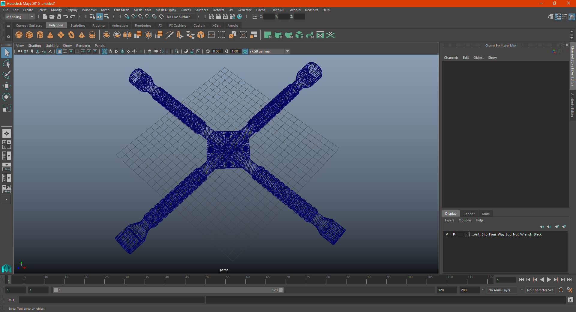 Heavy Duty Anti Slip Lug Cross Wrench 3D