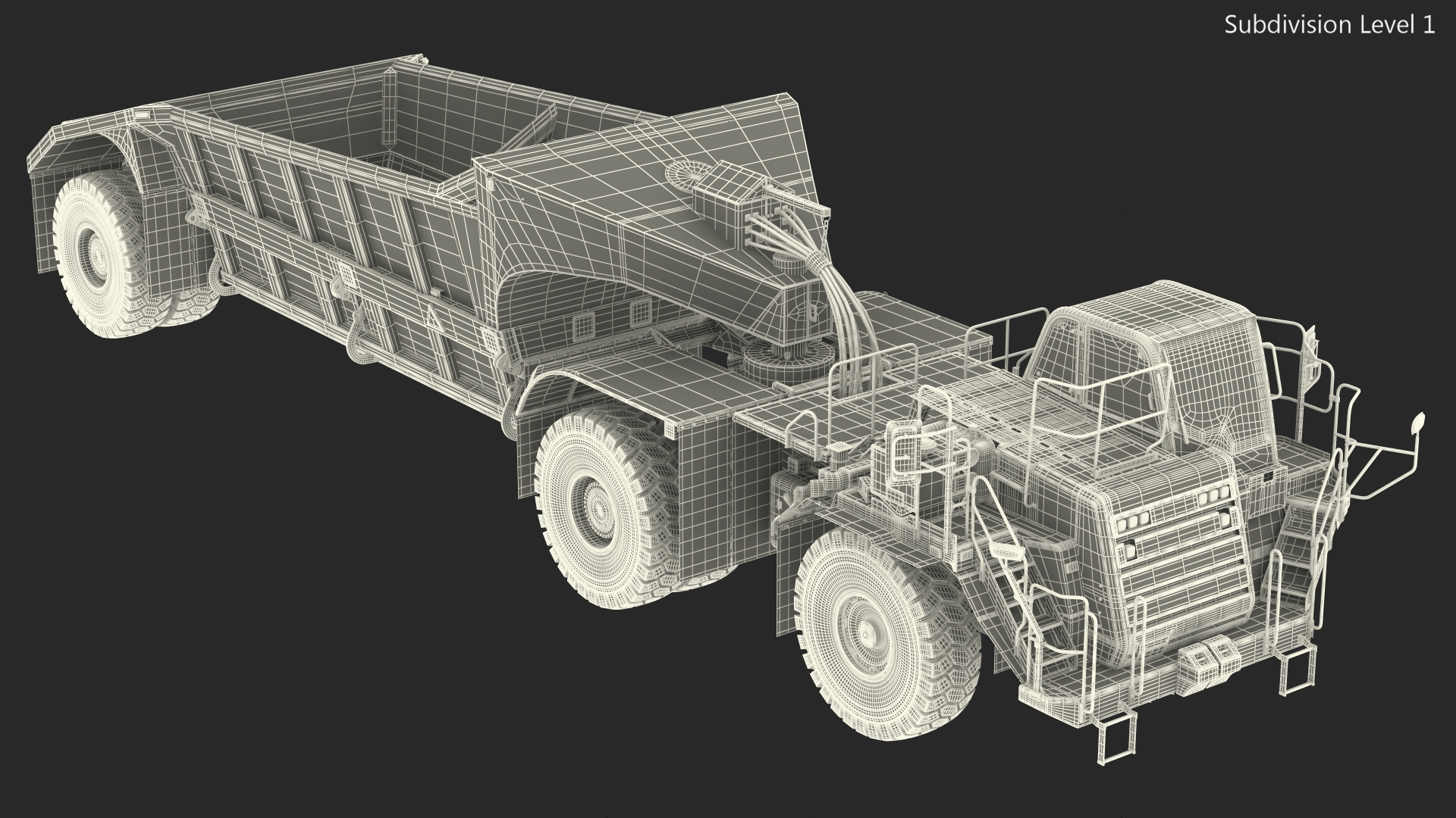 3D model Heavy Duty Dump Trailer Clean Rigged for Maya