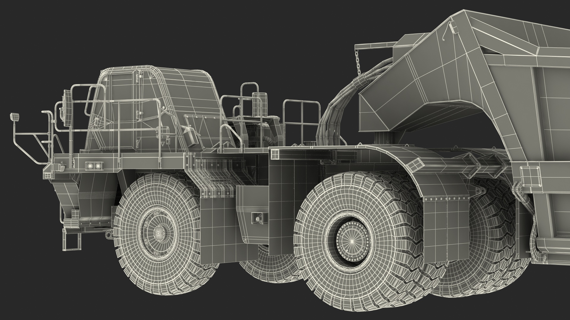 3D model Heavy Duty Dump Trailer Clean Rigged for Maya