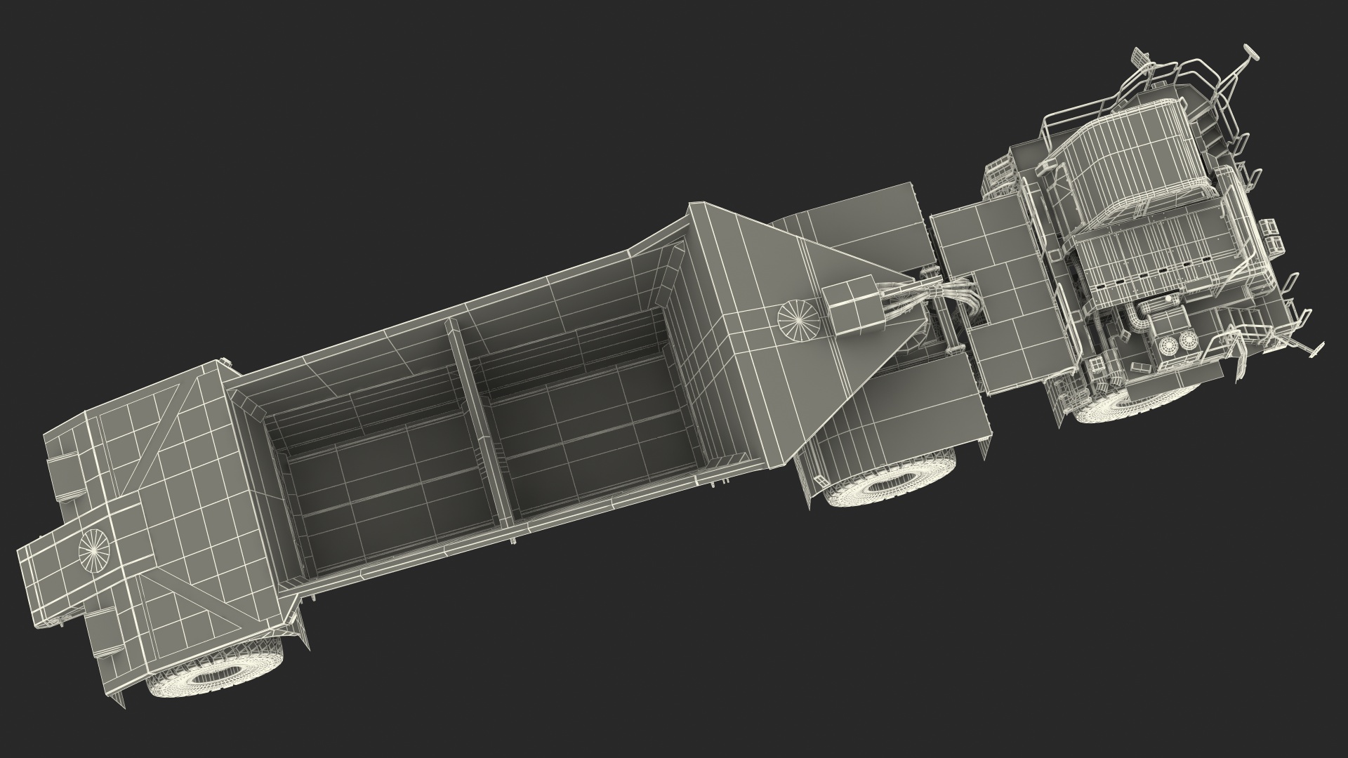 3D model Heavy Duty Dump Trailer Clean Rigged for Maya