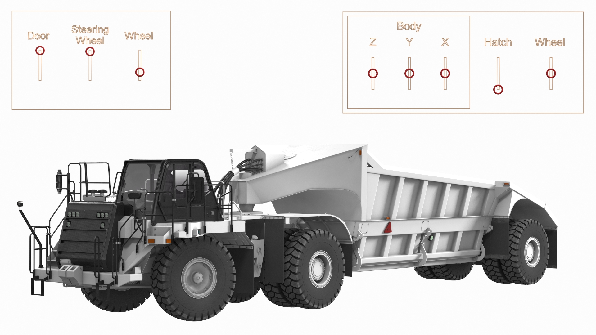 3D model Heavy Duty Dump Trailer Clean Rigged for Maya