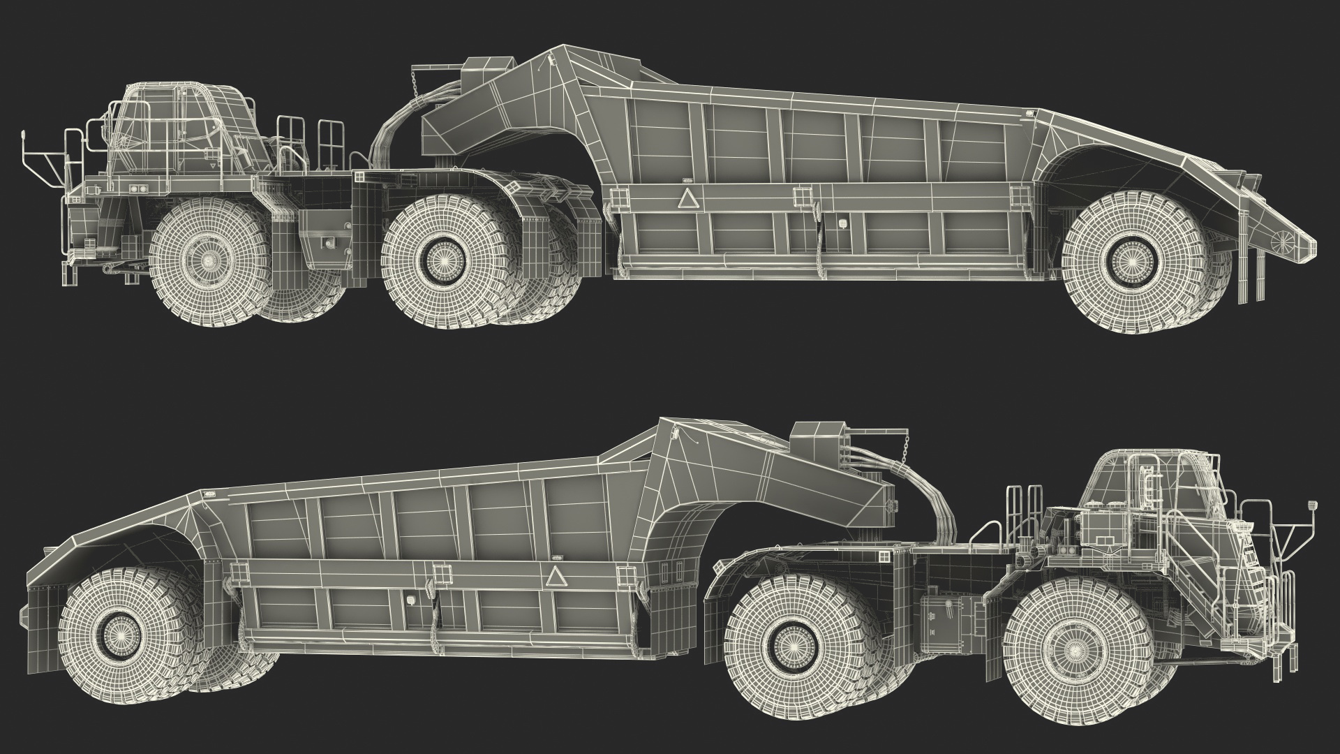 3D model Heavy Duty Dump Trailer Clean Rigged for Maya