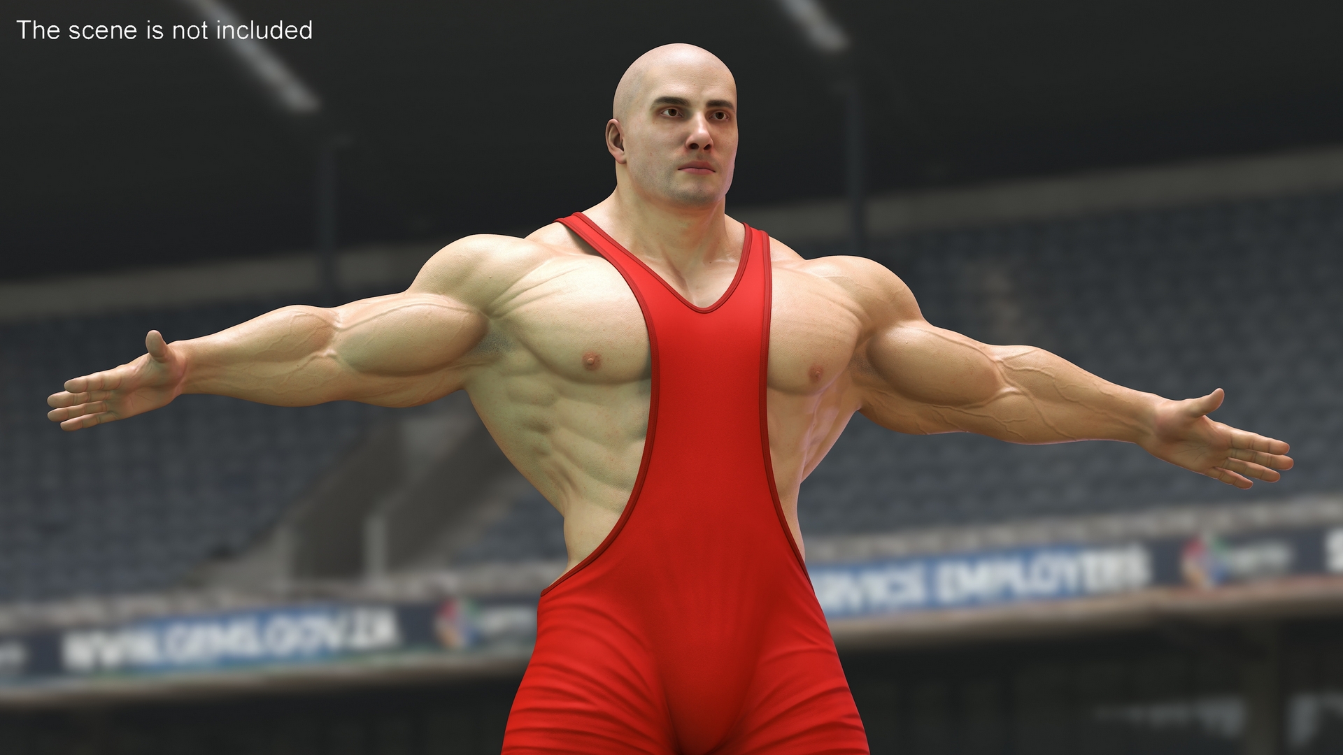 Fit Athletic Male in Red Leotard 3D