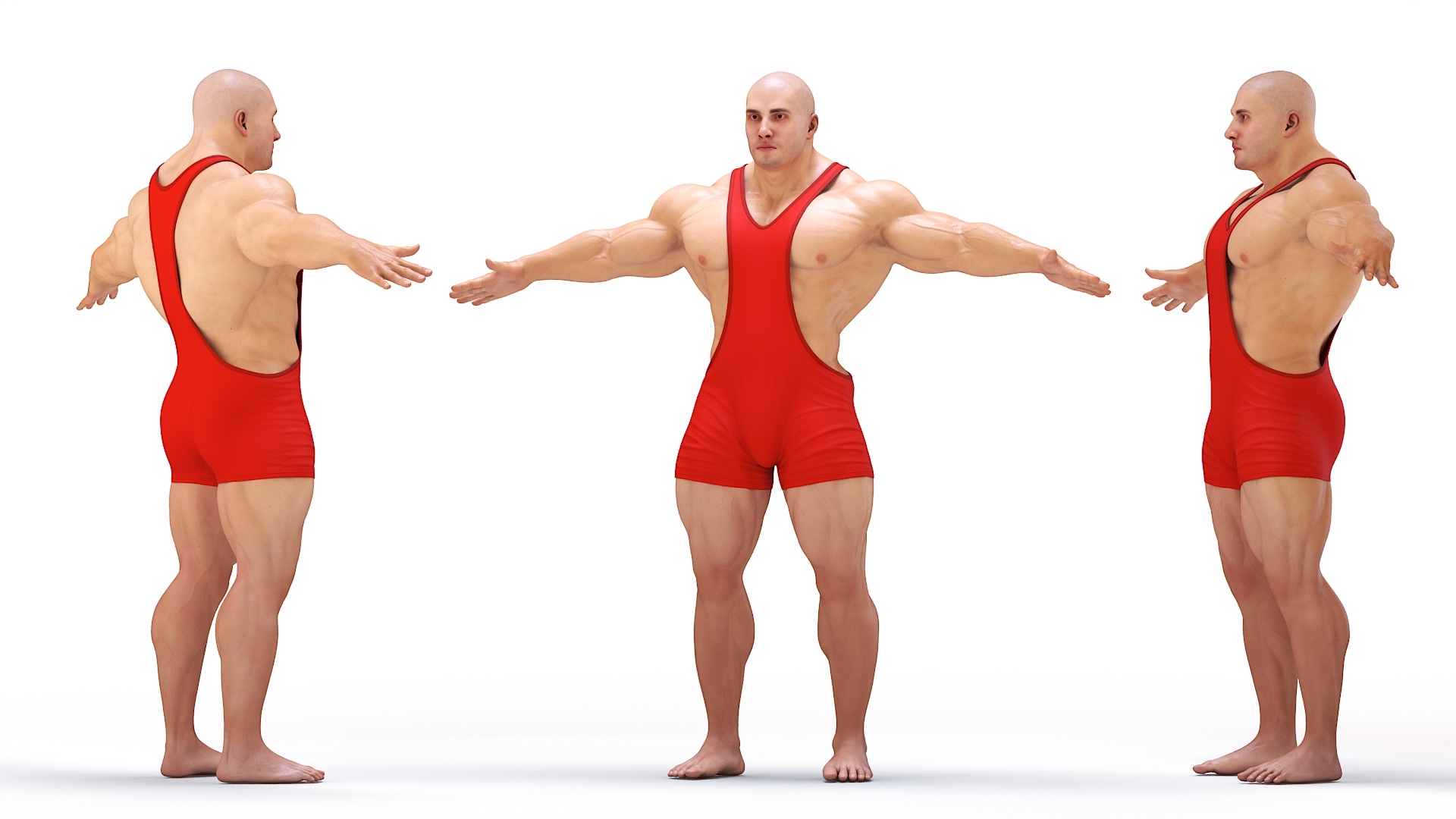 Fit Athletic Male in Red Leotard 3D