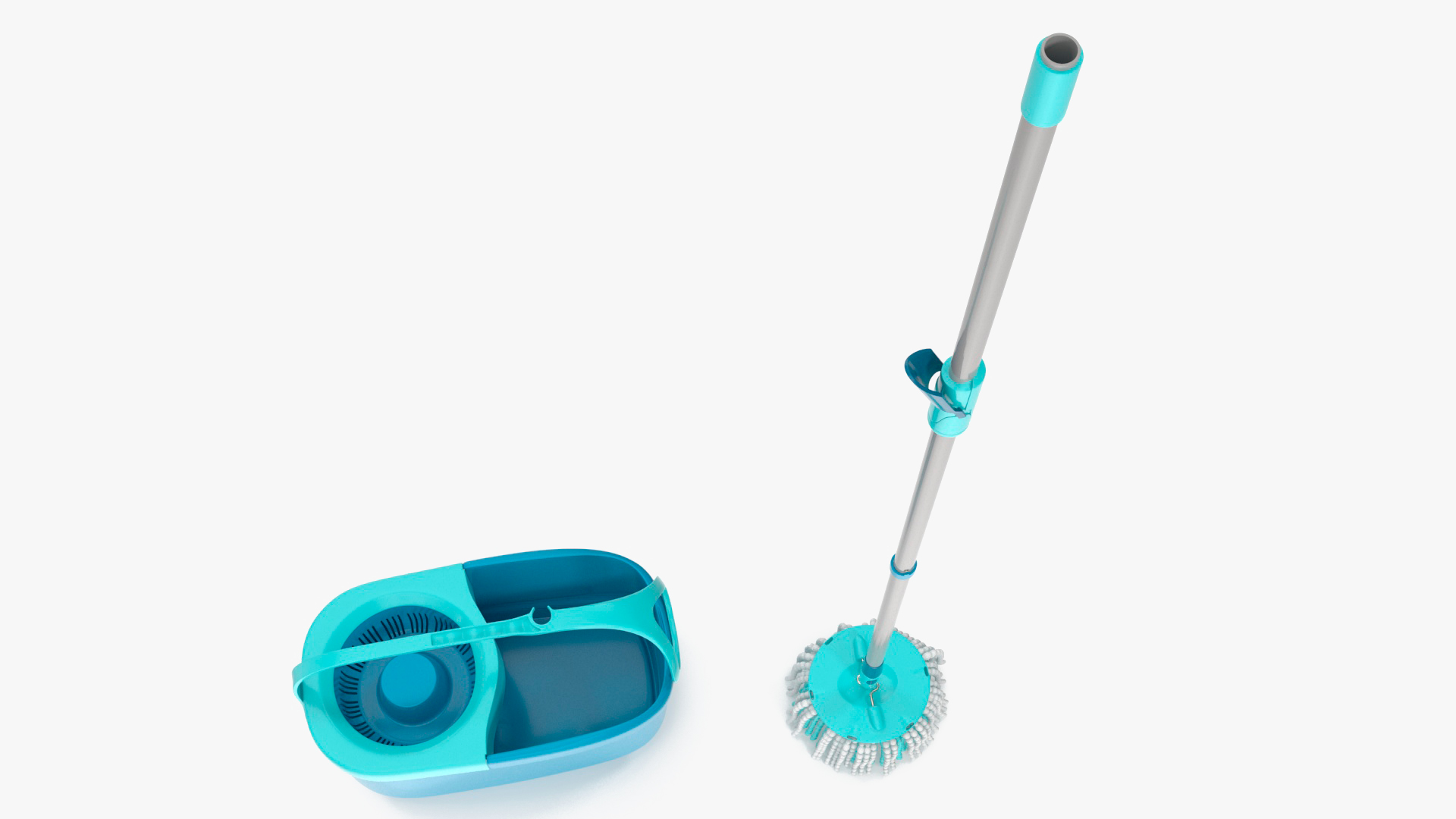 Bucket with Power Spin Wringer and Twist Mop Turquoise 3D model